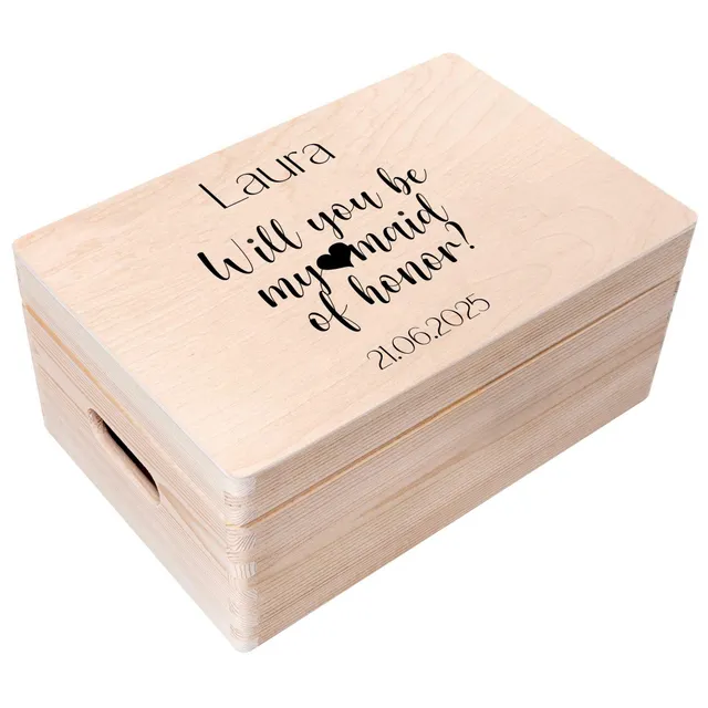 Creative Deco Boîte en Bois Témoin 30x20x14 cm Personnalisée Mariage