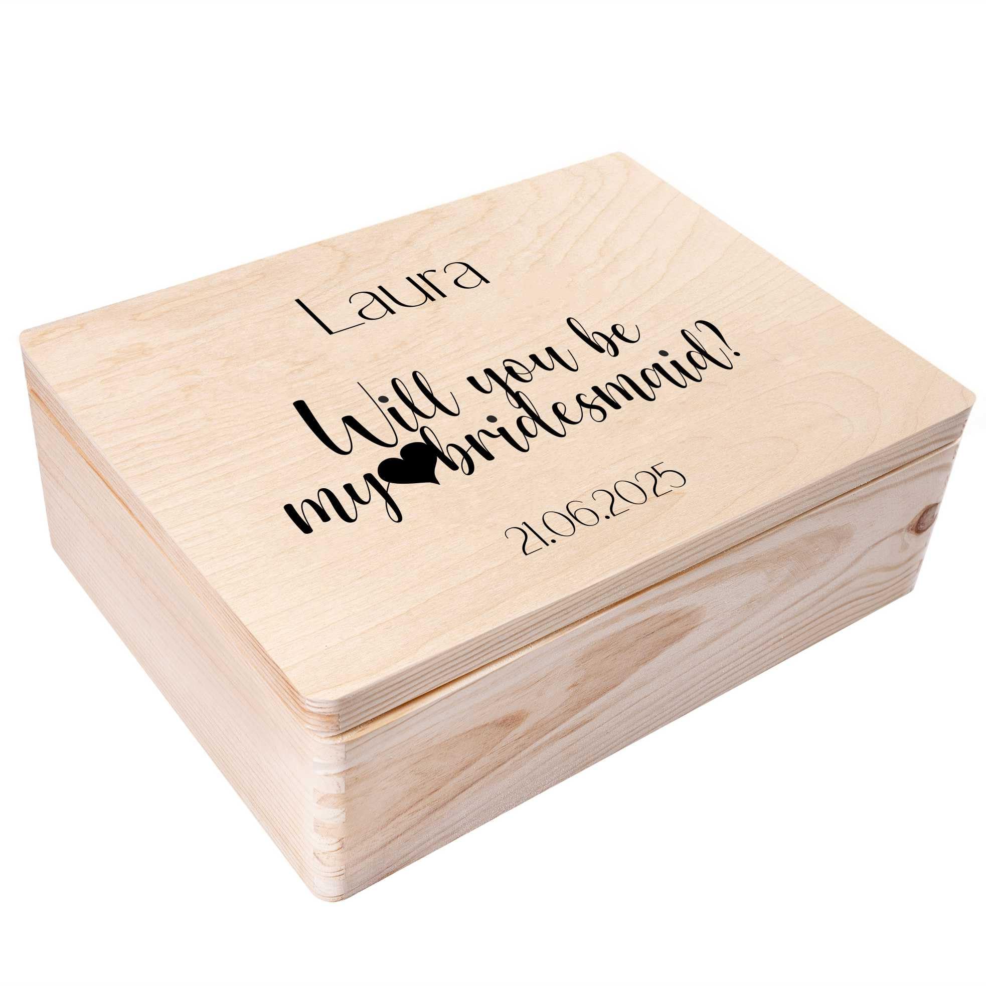 Creative Deco Boîte en Bois Mariée 30x20x14 cm Personnalisée EVJF