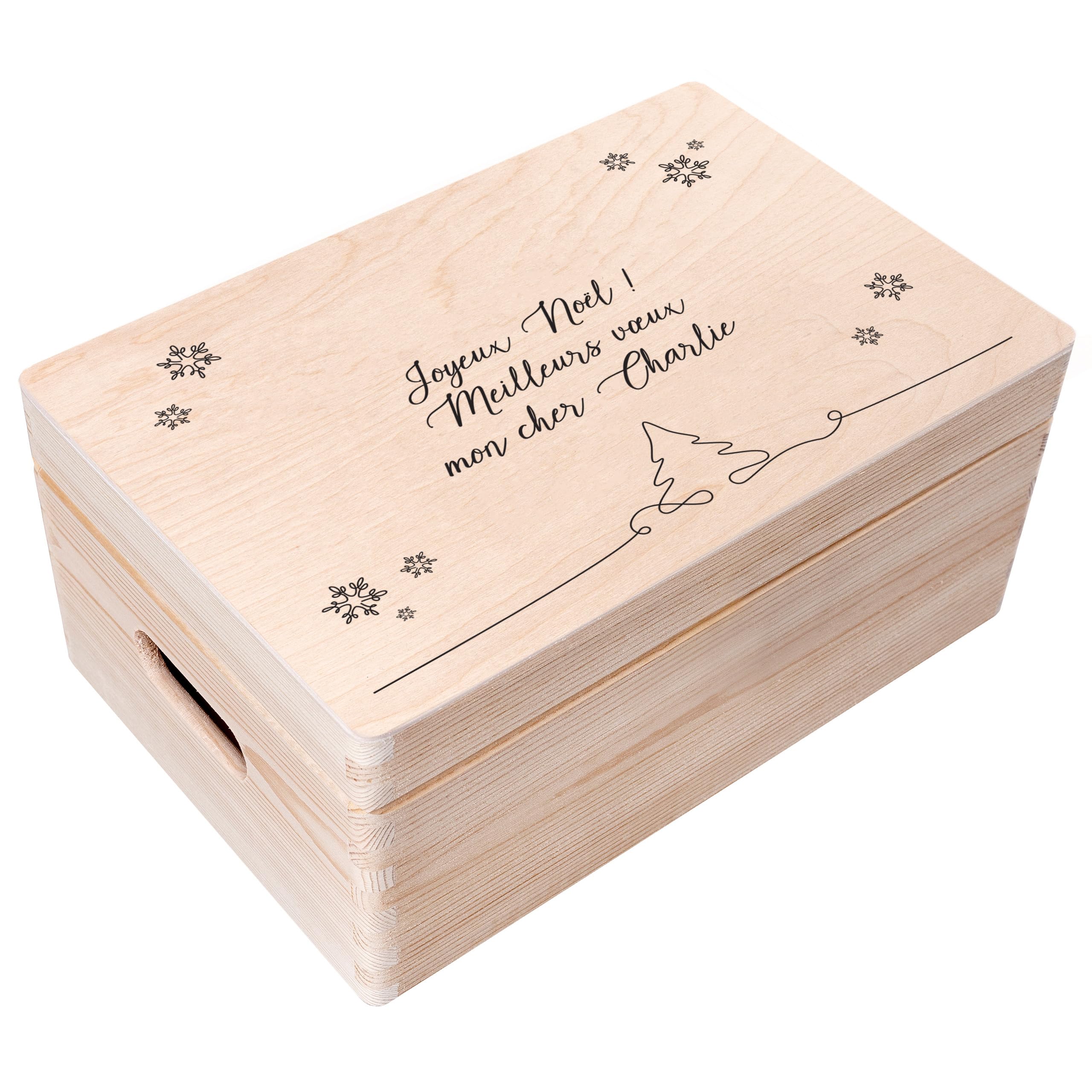 Creative Deco Boîte Bois Noël Traîneau 40x30 cm