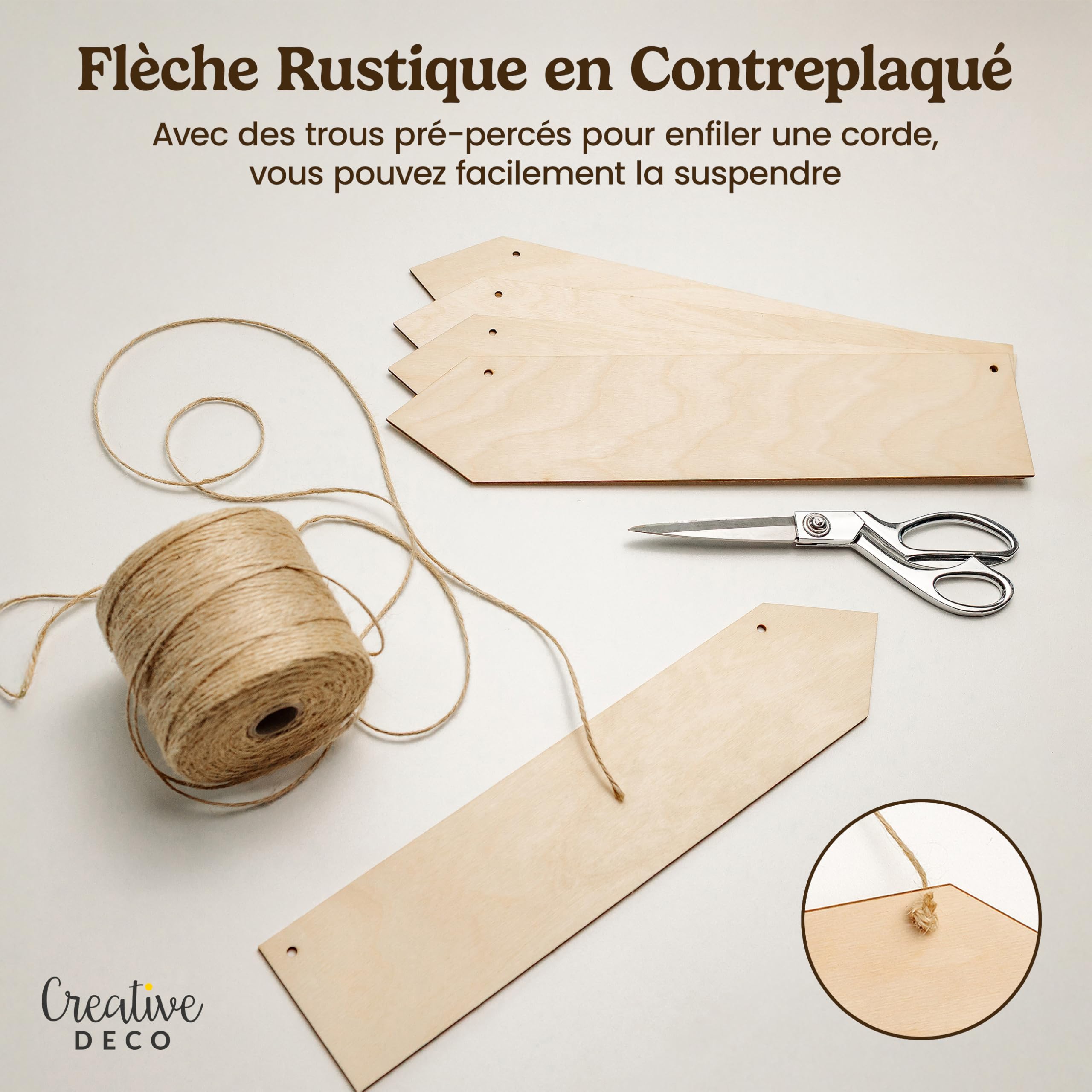 Creative Deco Flèches bois grandes 40x9 cm lot 5 à peindre