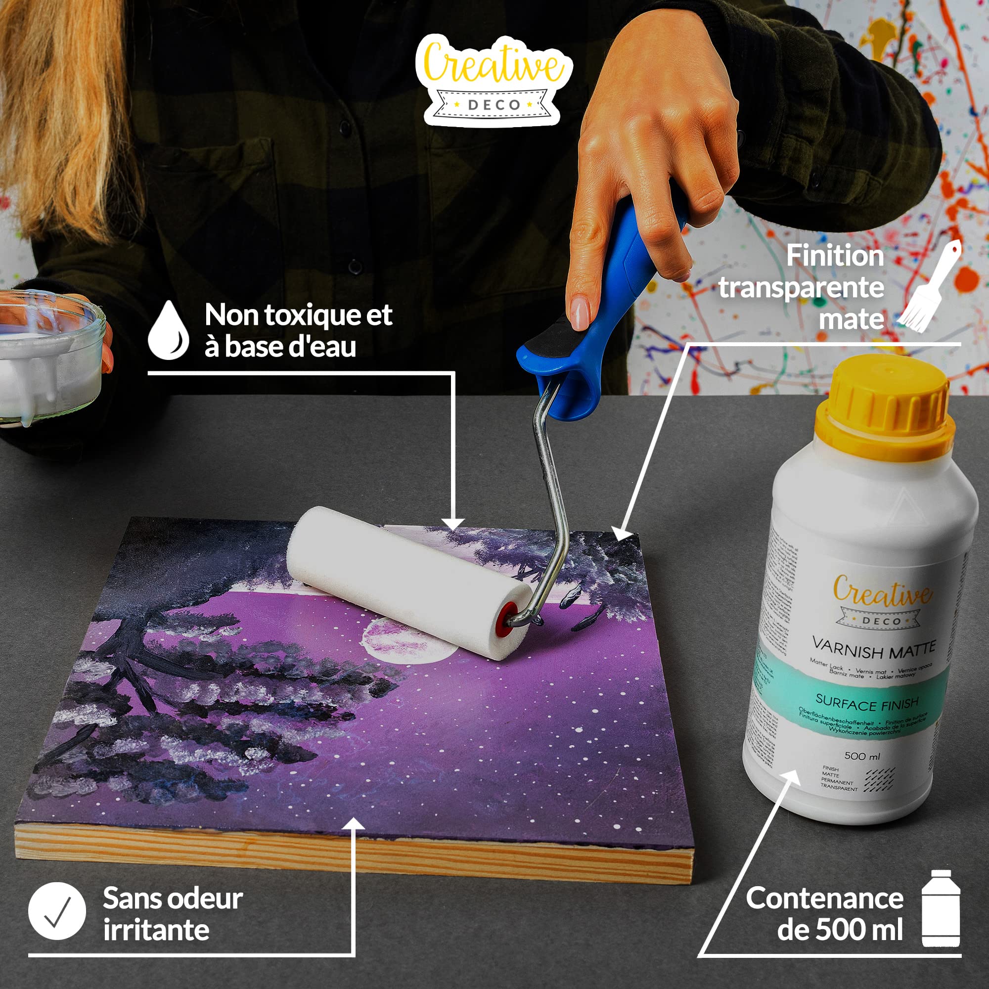 Creative Deco Vernis Peinture Acrylique Mat 500 ml transparent