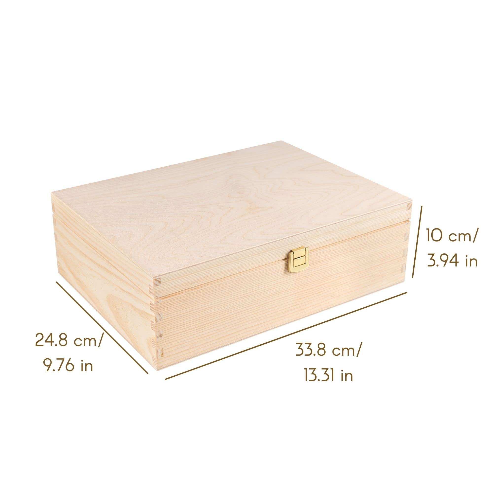 Creative Deco Boîte bois brut A4 33,8 cm avec serrure