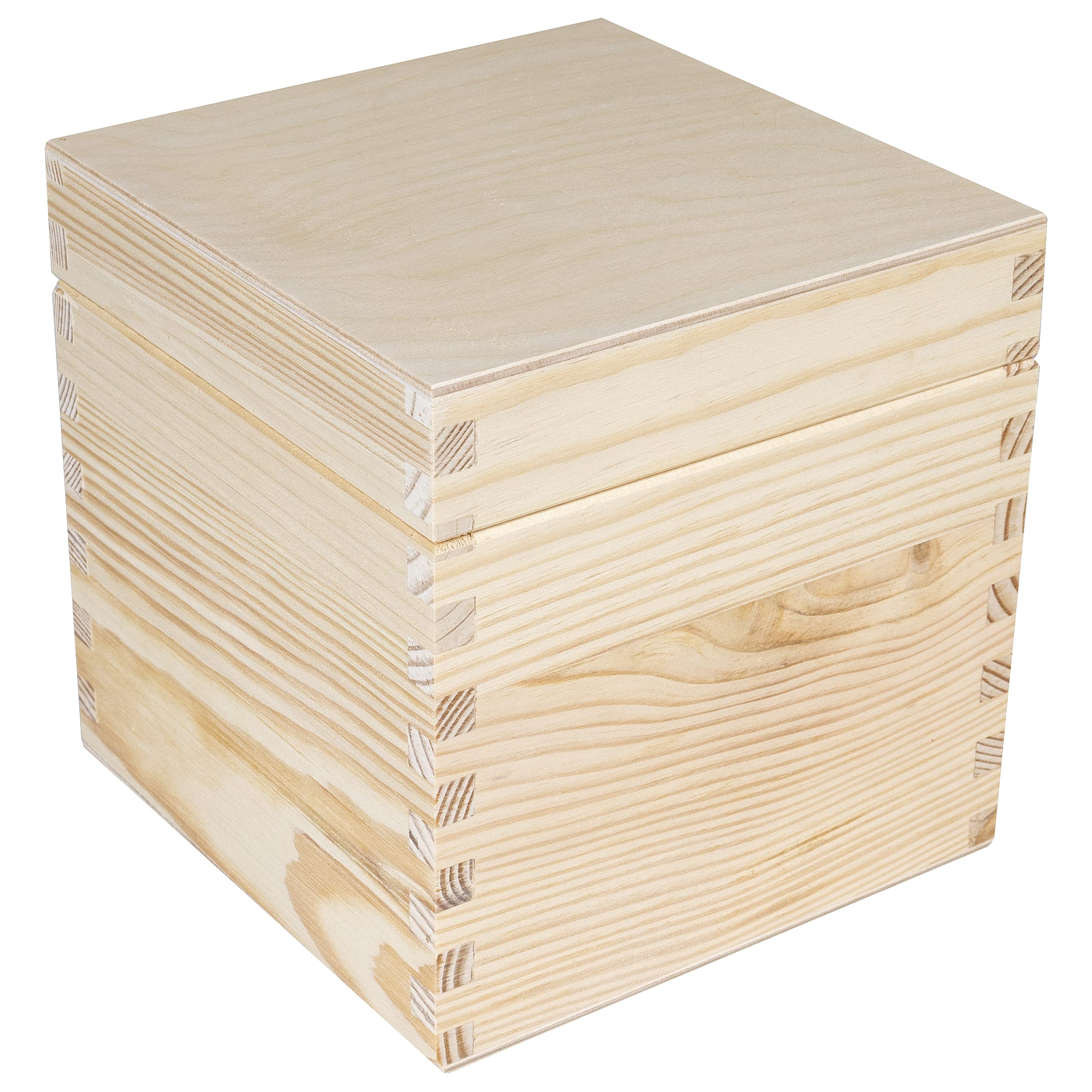 Creative Deco Boîte Carrée 16x16x16 cm Boîte Bois Brut à Décorer