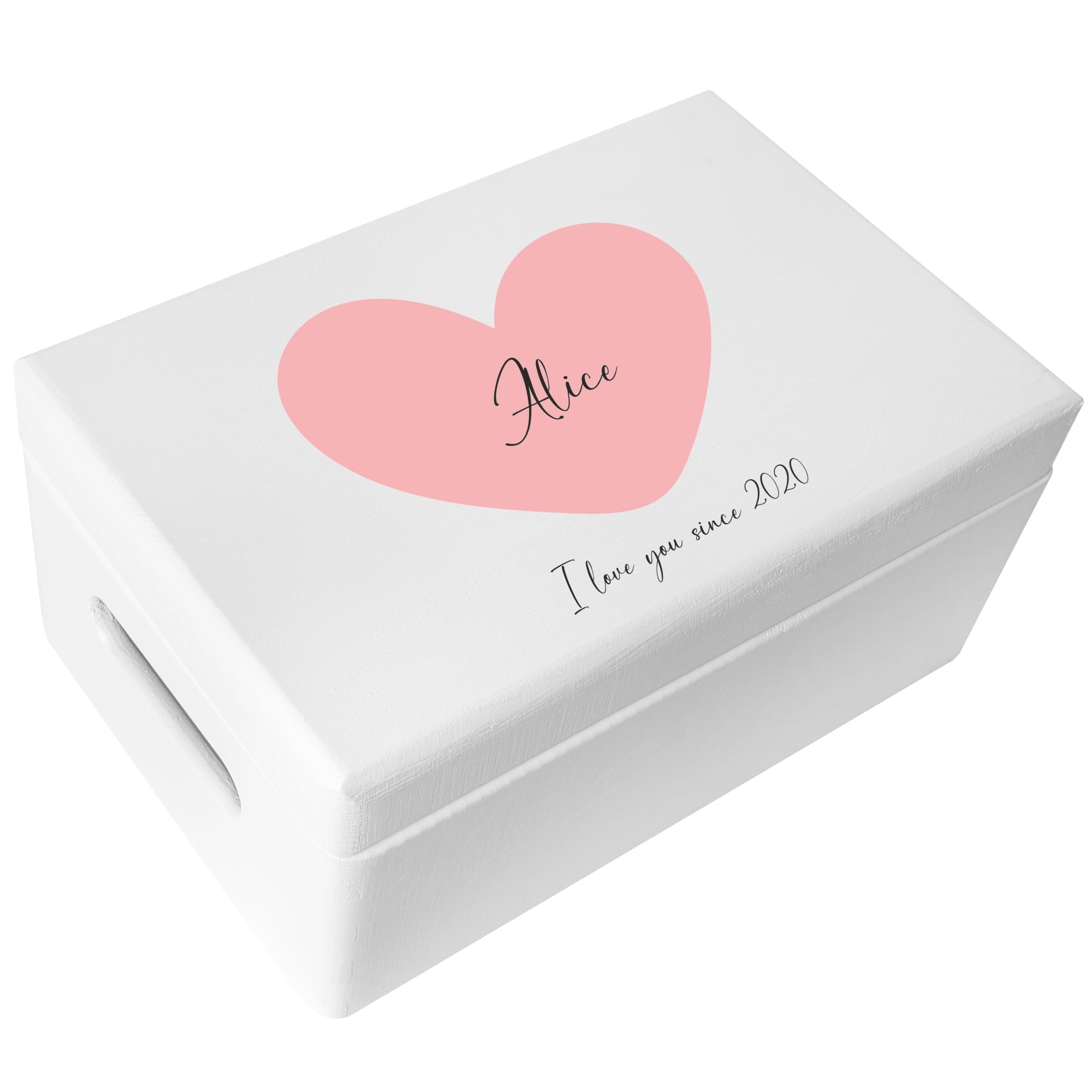 Creative Deco Boîte Bois 40x30x14 Texte Personnalisé Blanc