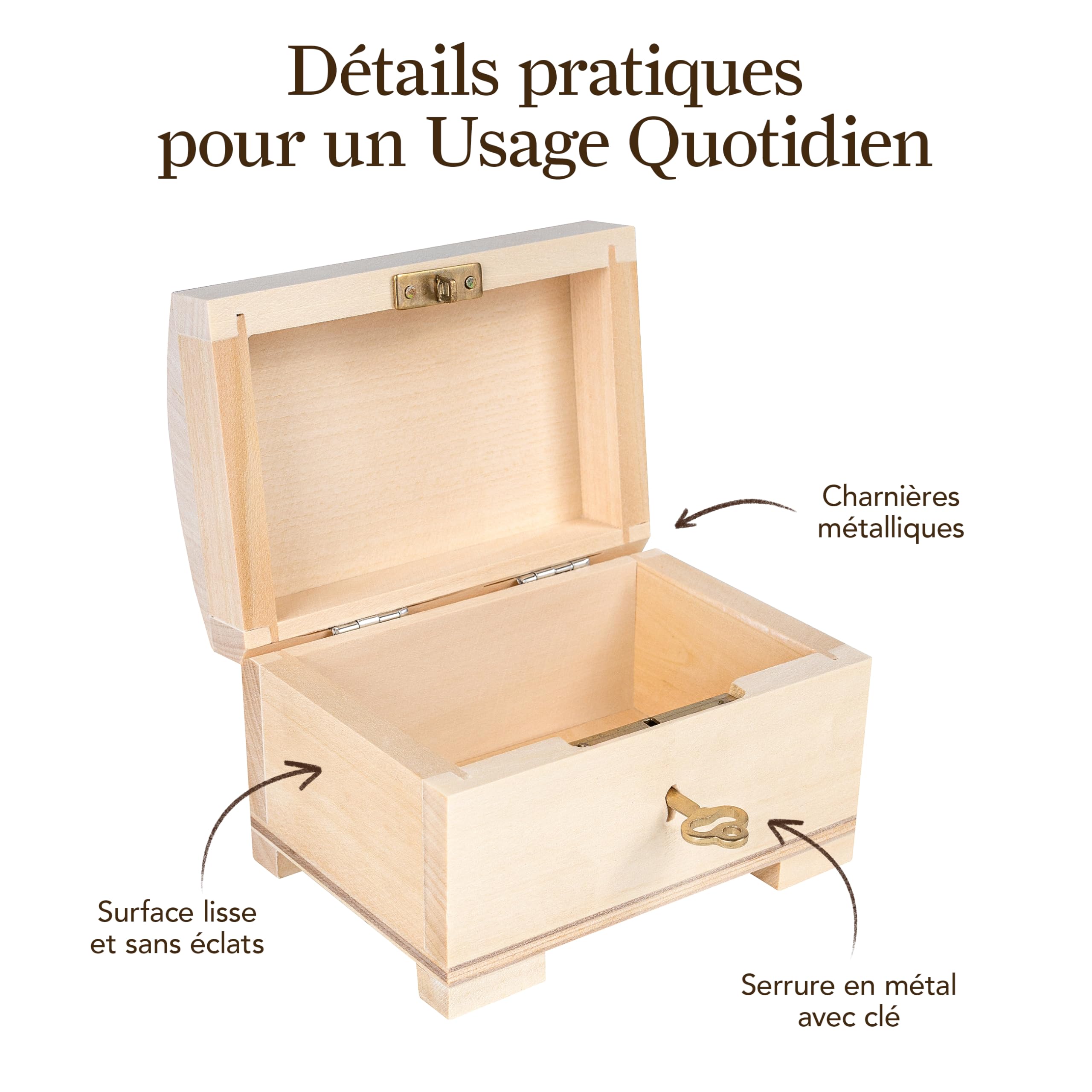 Creative Deco Boîte Bijoux Bois petit 10,6 cm à décorer