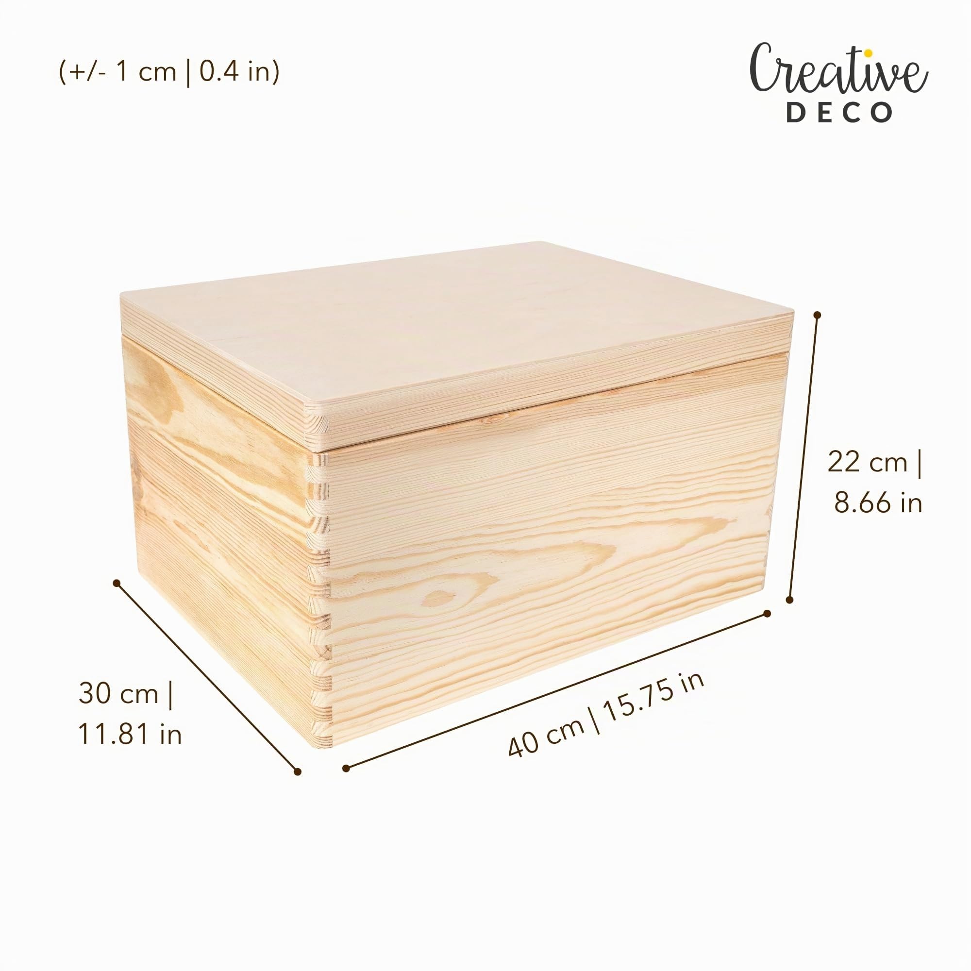 Creative Deco Boîte Rangement Bois Brut 40x30x22 cm