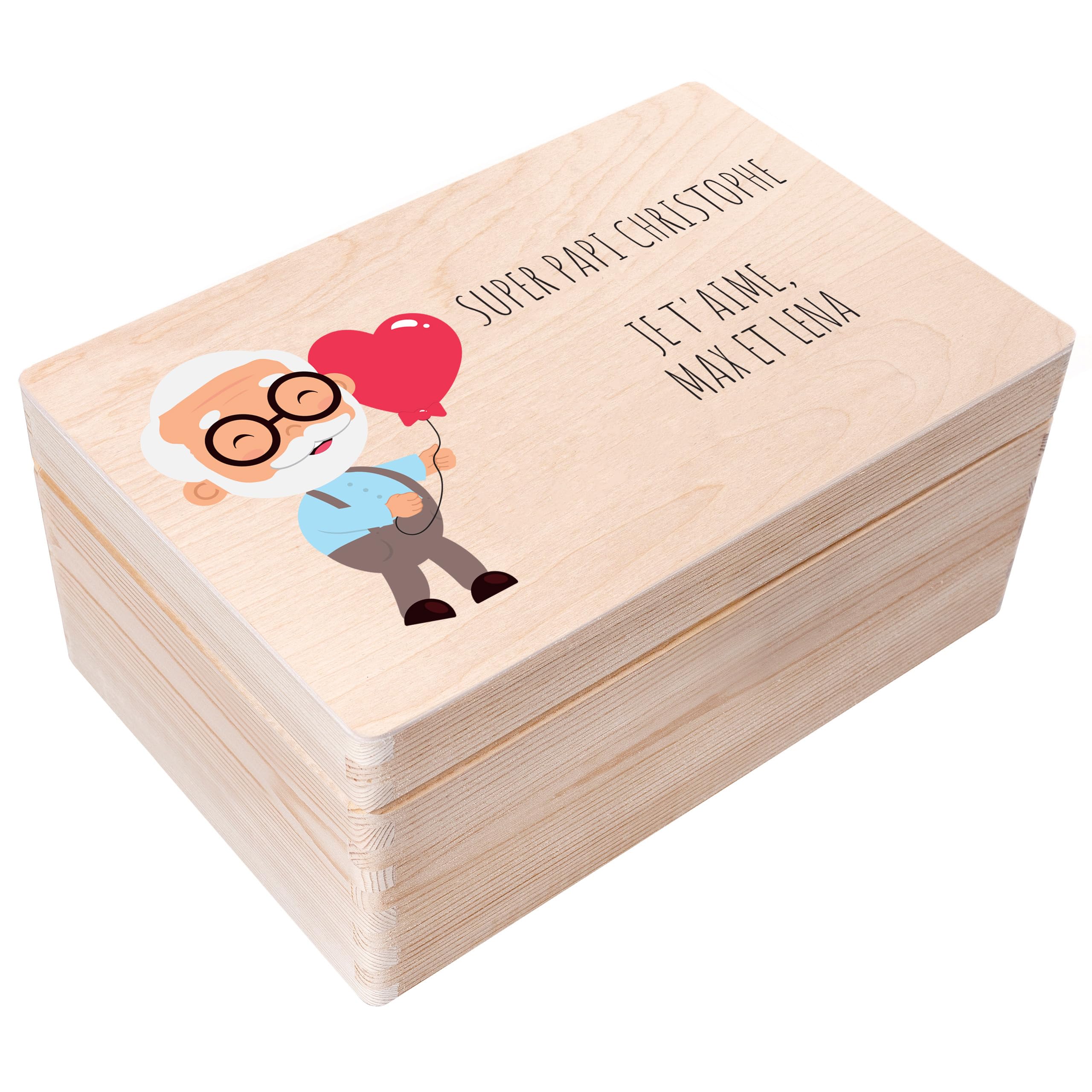 Creative Deco Boîte en bois grand-père 30x20x14 personnalisée
