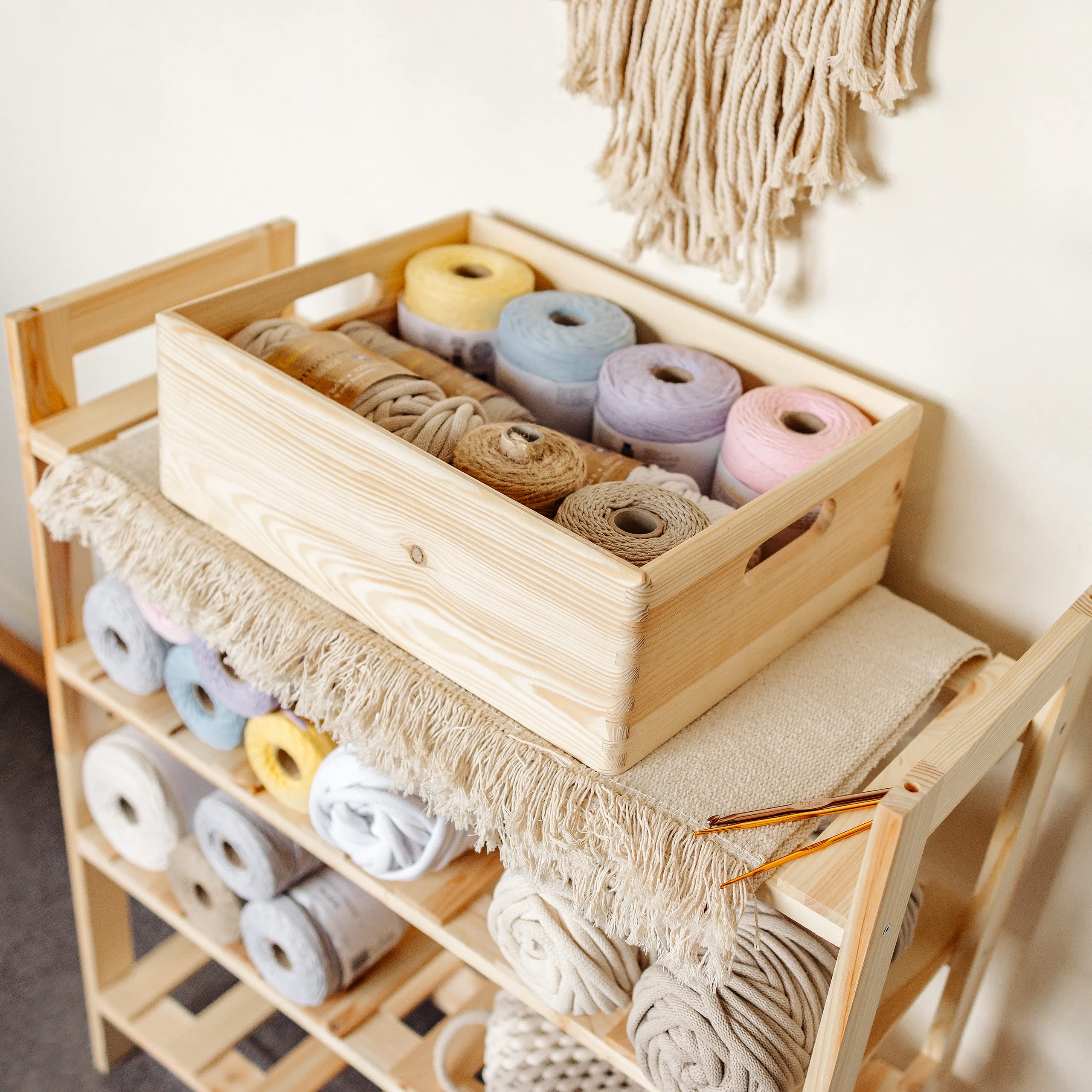 Creative Deco Caisse bois 40x30x14 cm poignées beige