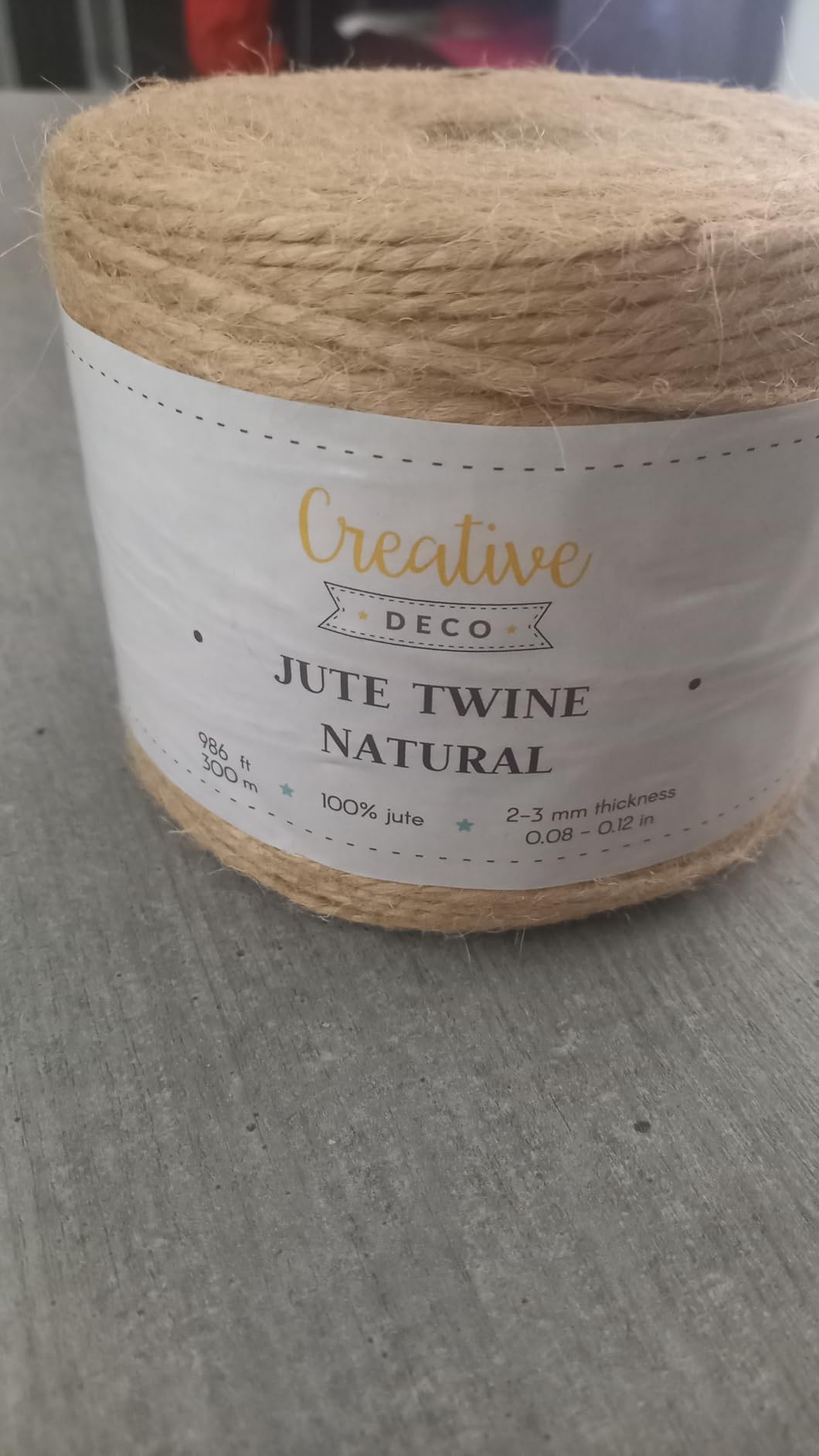 Creative Deco Ficelle jute 3 mm bobine 300 m naturel