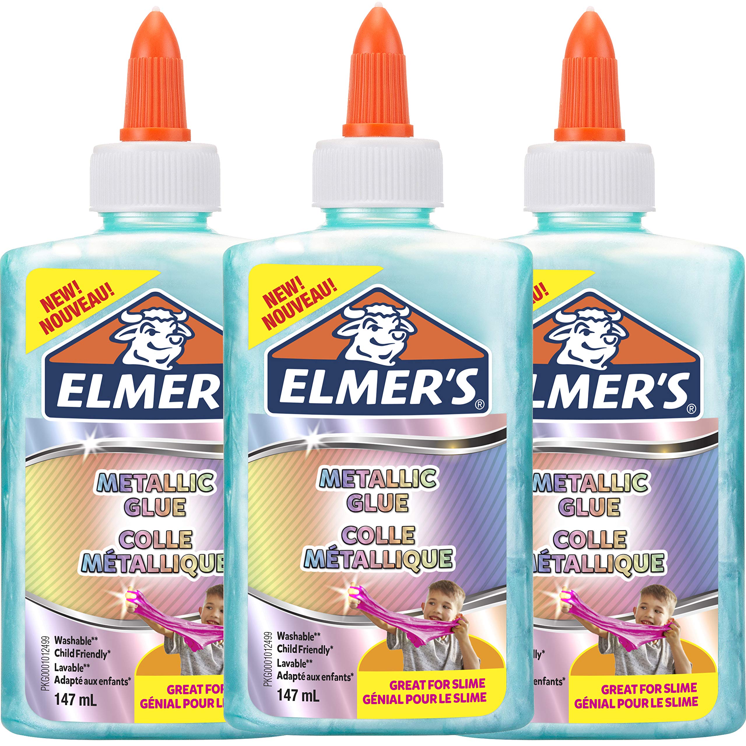 Elmer's Colle PVA métallique bleu canard 147 ml lot 3 slime