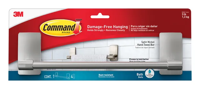Command porte-serviette nickel satiné 1,3kg sans perçage