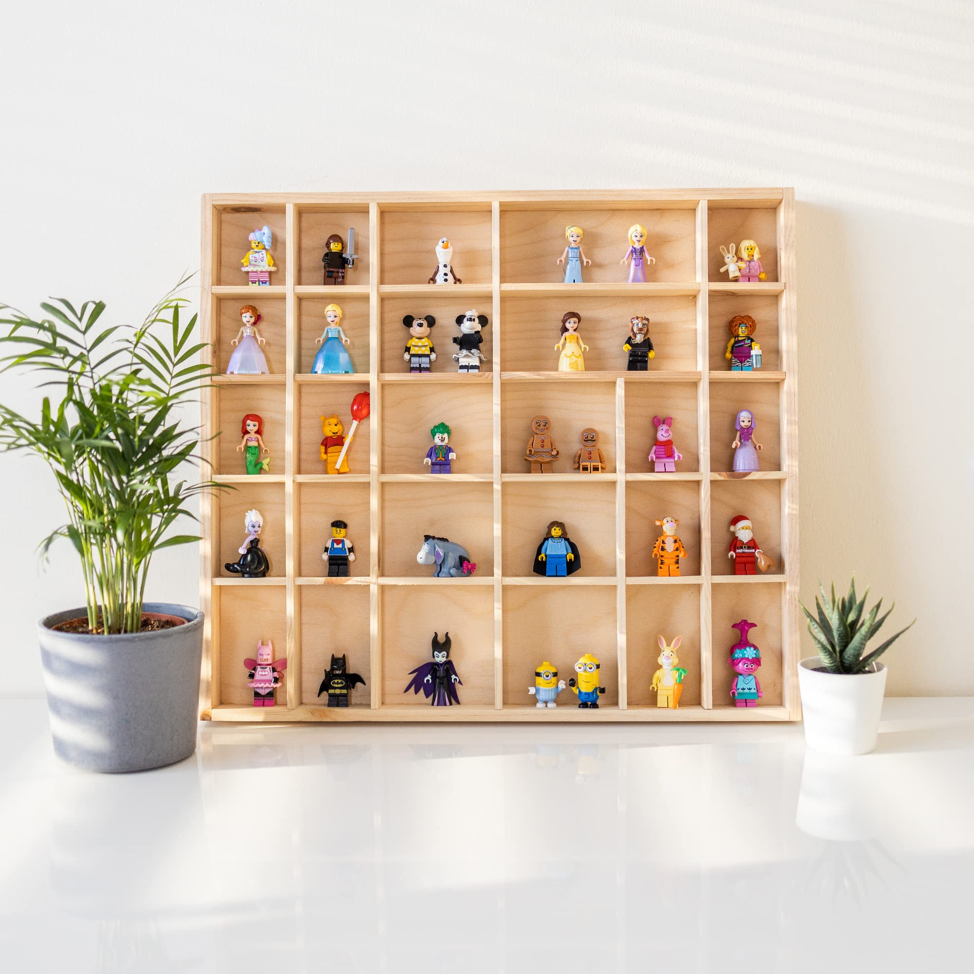 Creative Deco Vitrine Murale Bois Beige 28 Cases 44,5x40 cm