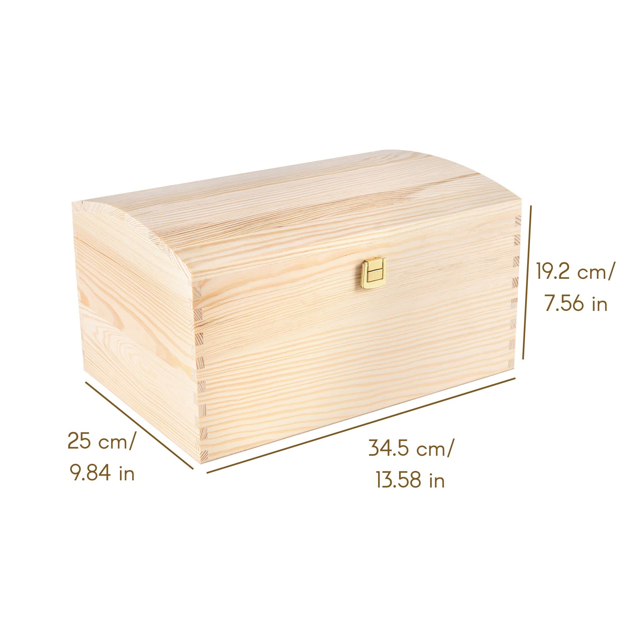 Creative Deco Wood coffre bois brut 34,5x25x19,2 cm