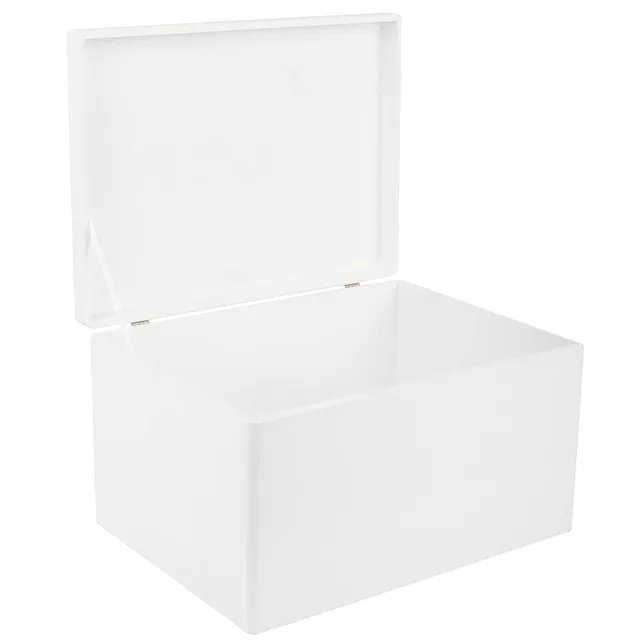 Creative Deco Boîte Rangement Bois Blanc 40x30x24 couvercle