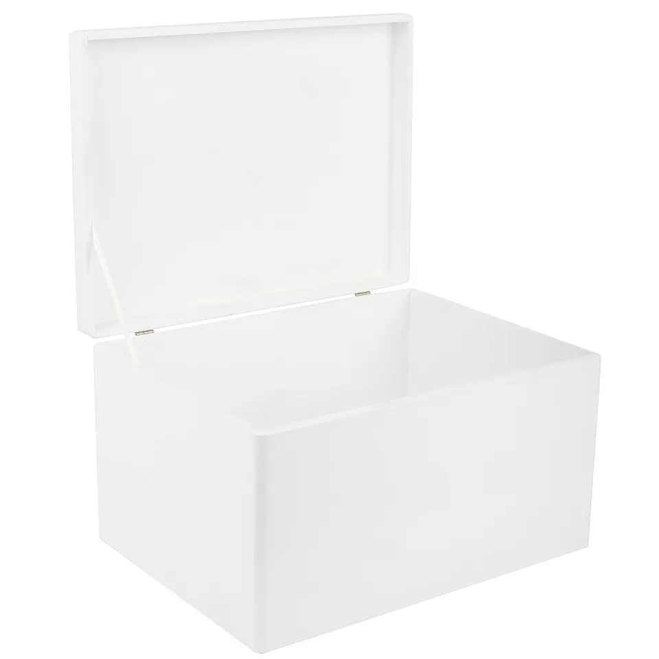 Creative Deco Boîte Rangement Bois Blanc 40x30x24 couvercle