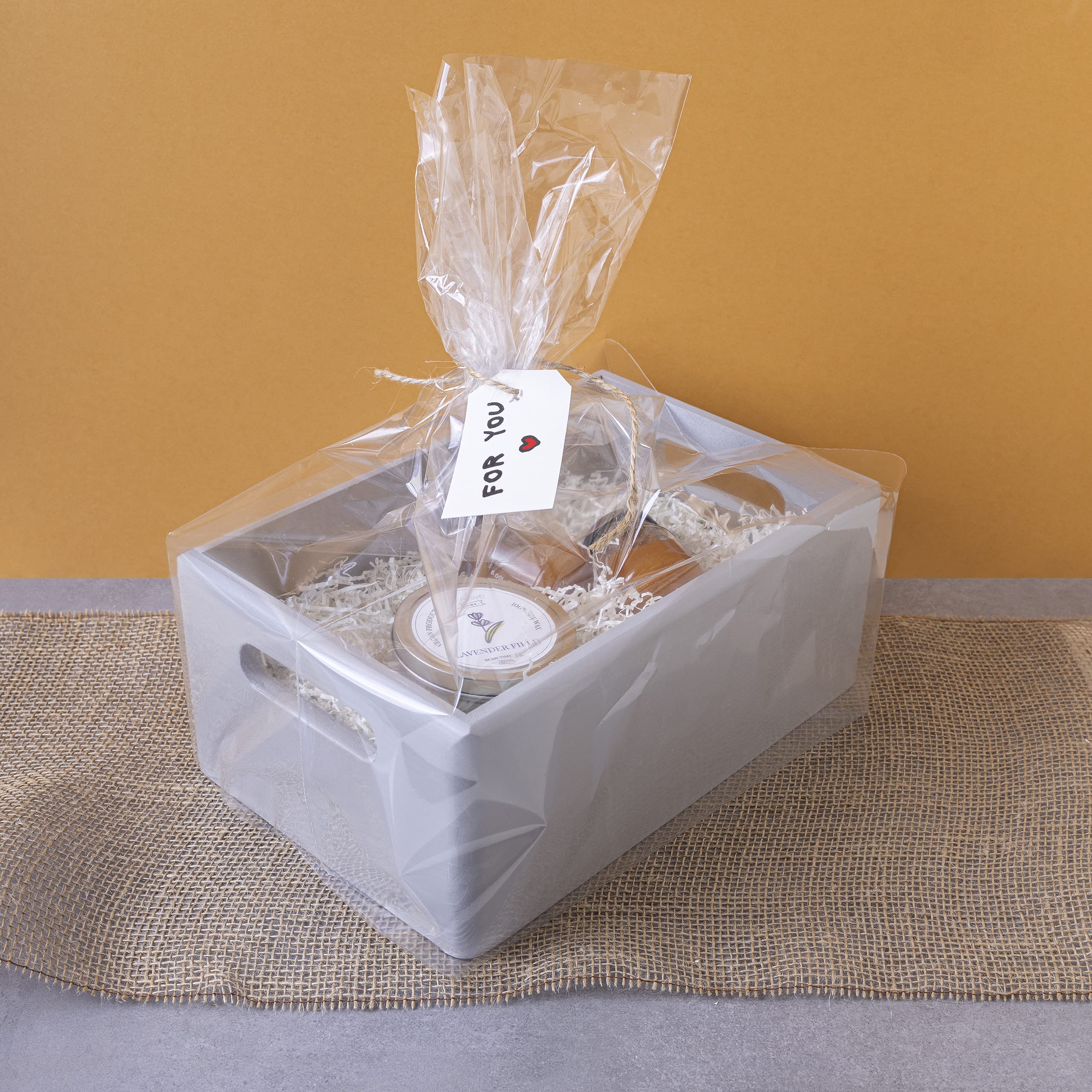 Creative Deco Wood products caisse bois gris 30x20x13 cm poignées