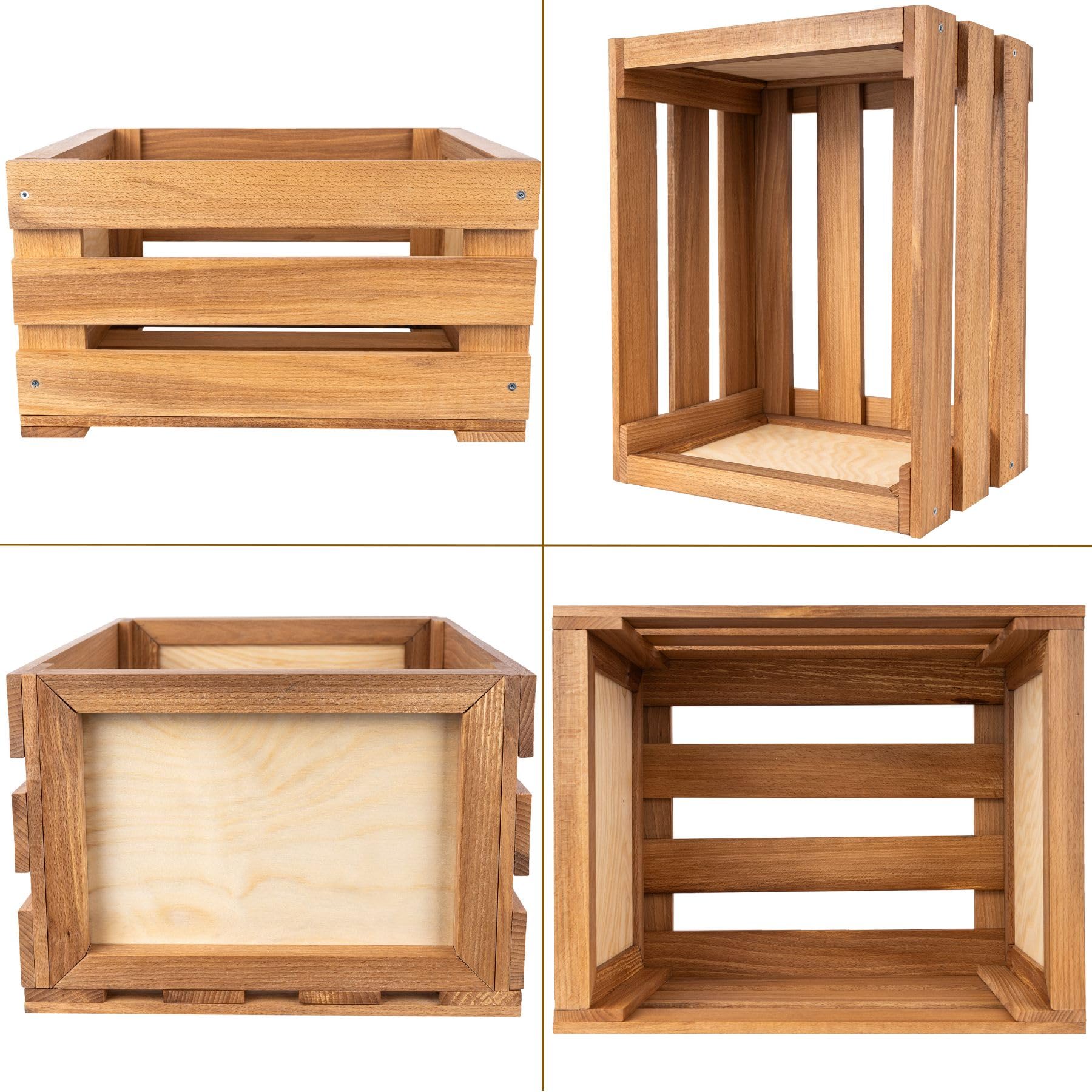 Creative Deco Caisse Bois Vinyles Hêtre 46x36x25cm