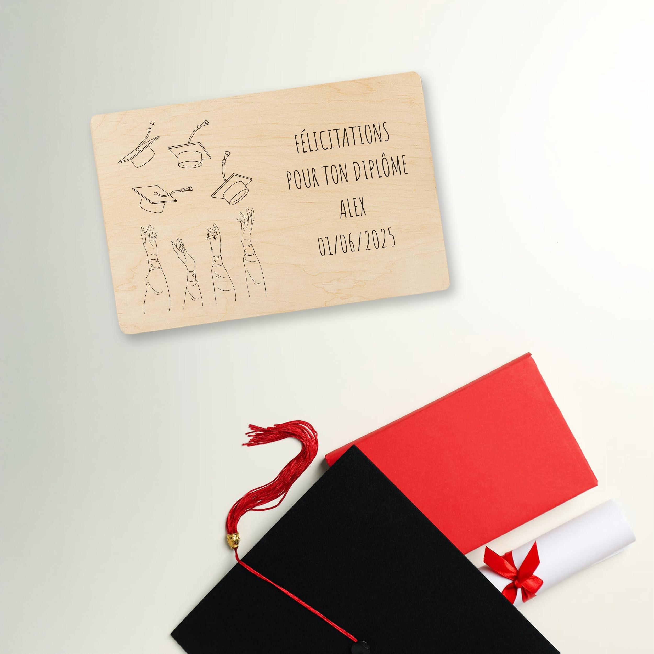 Creative Deco Boîte en Bois Diplôme 30x20x14 cm Toque Personnalisée
