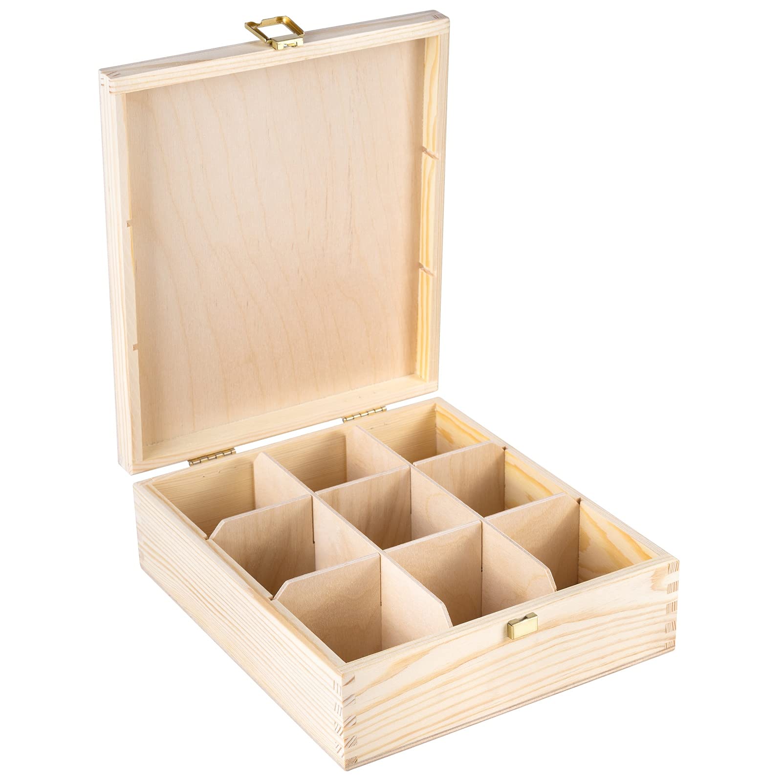 Creative Deco Boîte à Thé Bois 9 Compartiments 23,5 cm à Décorer