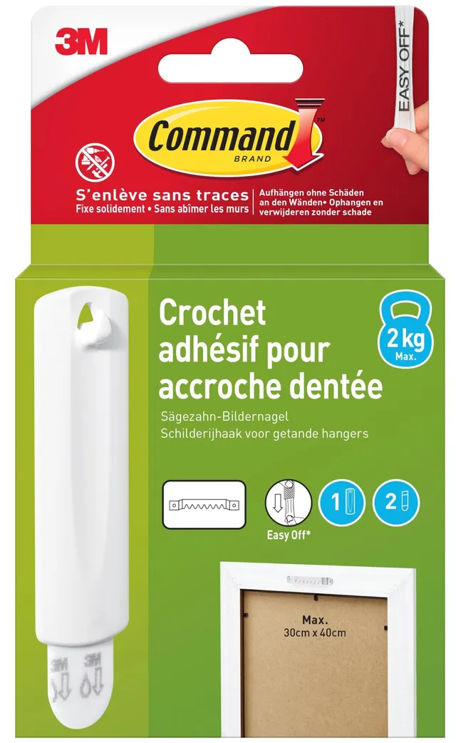 Command Accroche Tableau Crochet Adhésif Blanc 2 kg