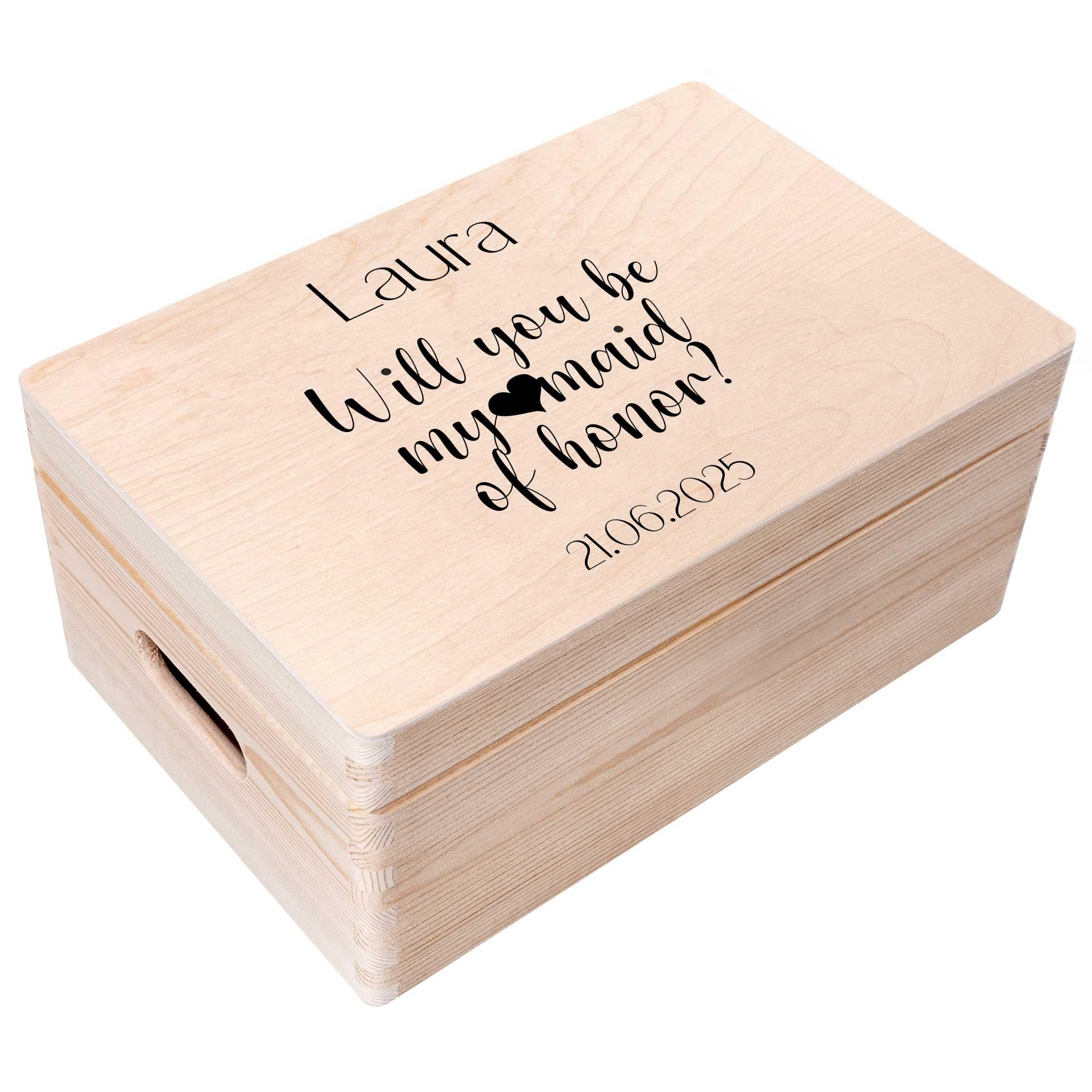 Creative Deco Boîte en Bois Témoin 30x20x14 cm Personnalisée Mariage