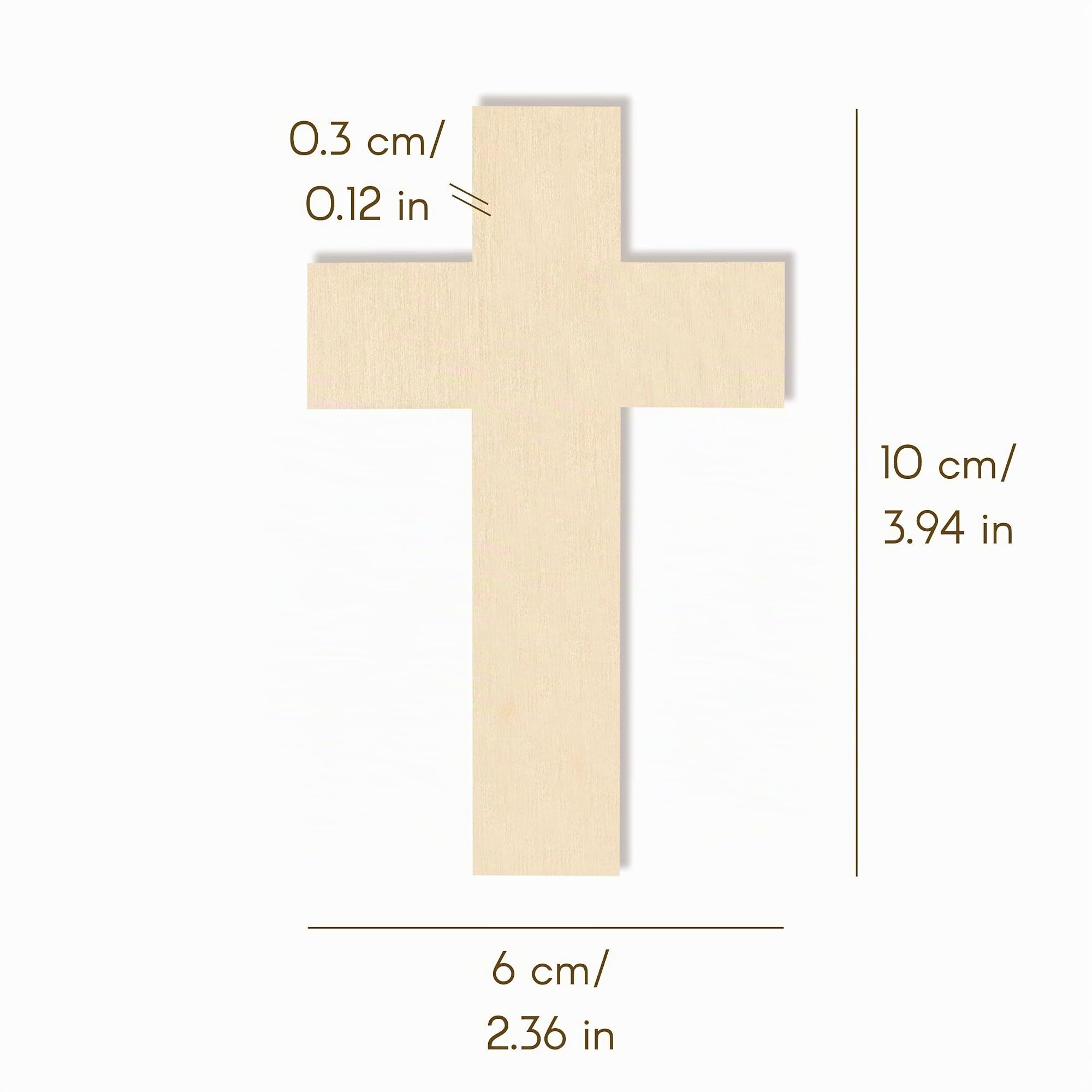 Creative Deco Croix Fine 10x6 cm forme bois lot 10 baptême