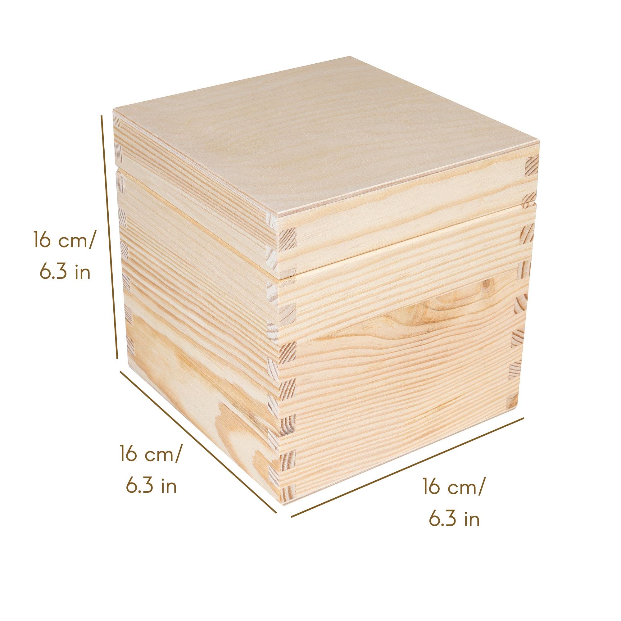 Creative Deco Boîte Carrée 16x16x16 cm Boîte Bois Brut à Décorer