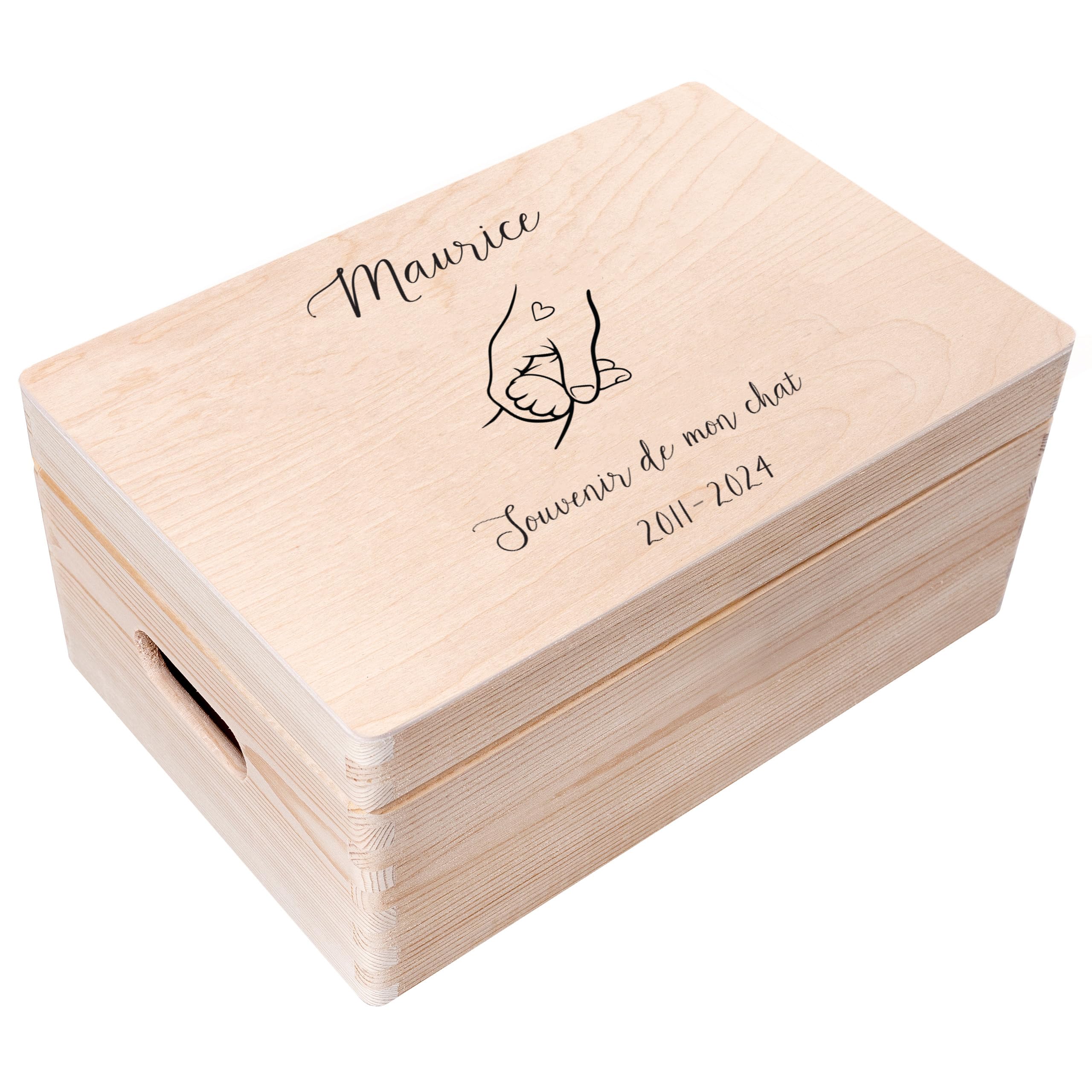 Creative Deco Boîte en bois patte de chien 30x20x14 souvenir