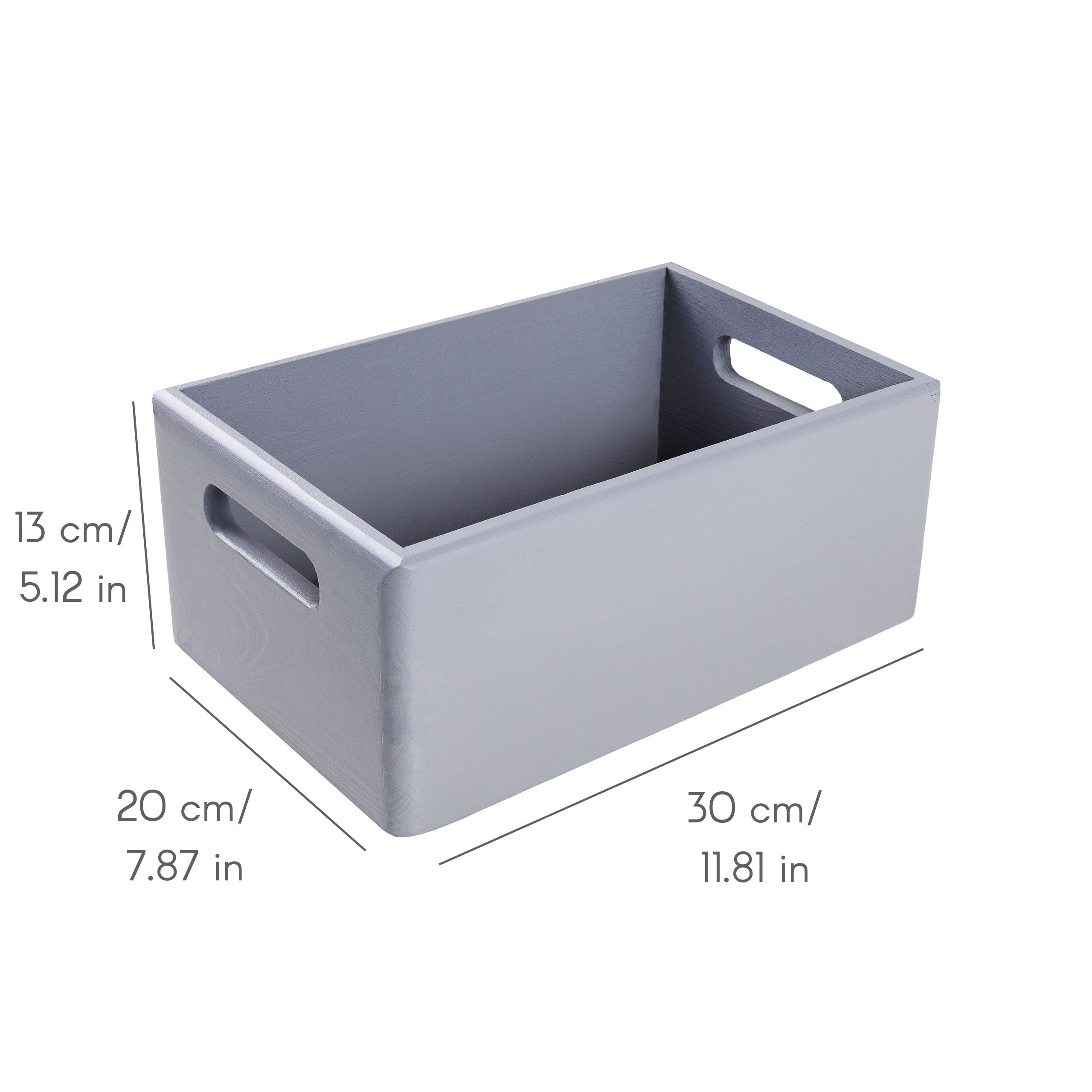 Creative Deco Wood products caisse bois gris 30x20x13 cm poignées