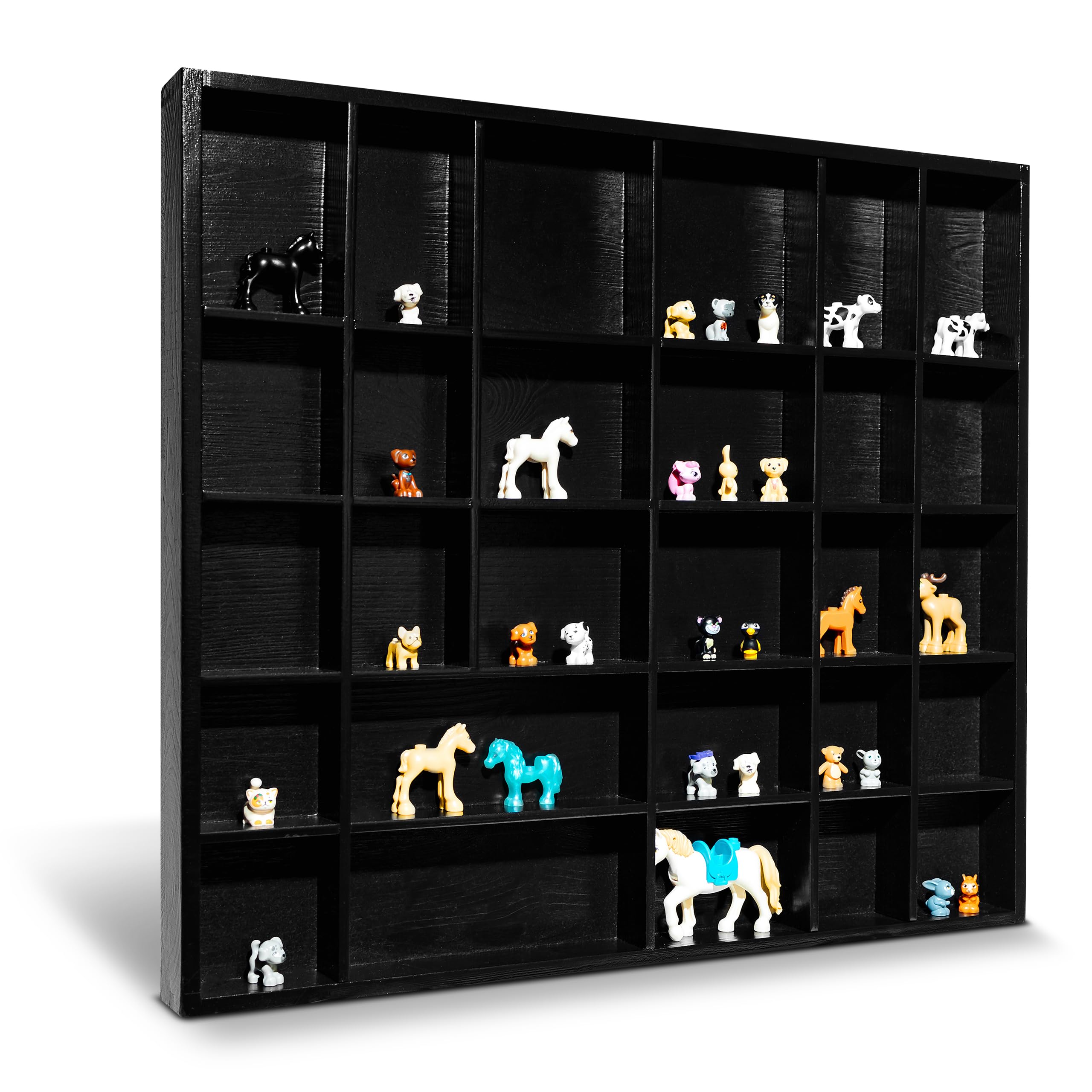 Creative Deco Vitrine Murale Bois Noire 28 cases