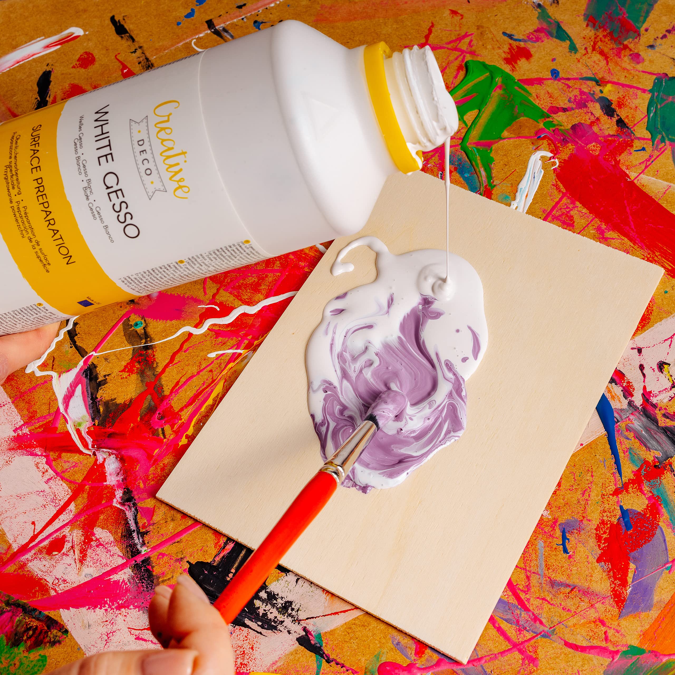 Creative Deco Gesso Acrylique Blanc sous-couche 1 L mat