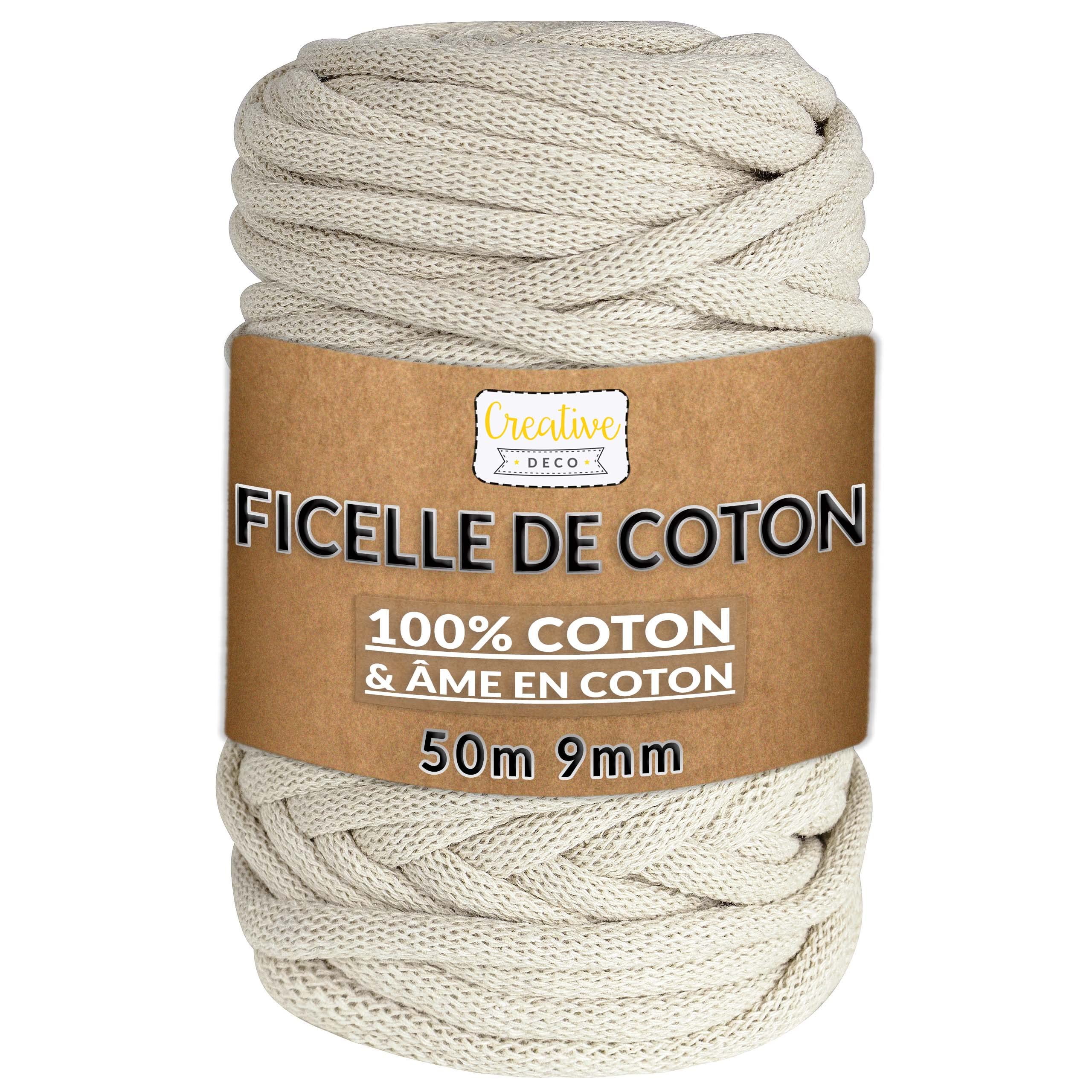 Creative Deco Corde Macramé Coton Ivoire 9mm 50m