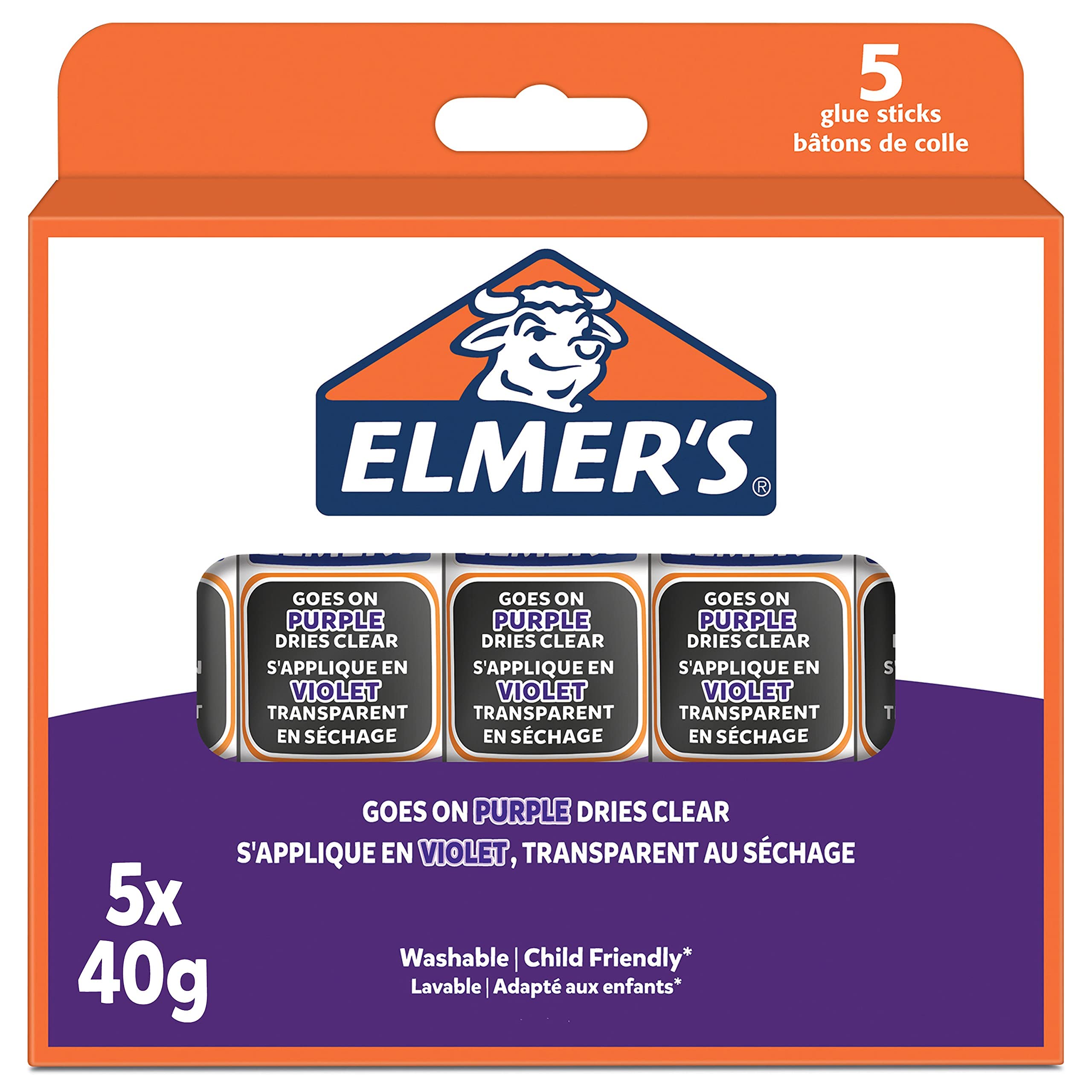 Elmer's Bâton colle violette 22 g lot 10 école lavable enfant