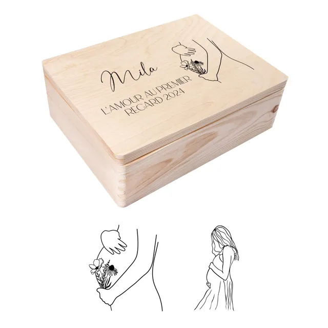 Creative Deco Boîte en bois future maman 40x30x14 grossesse