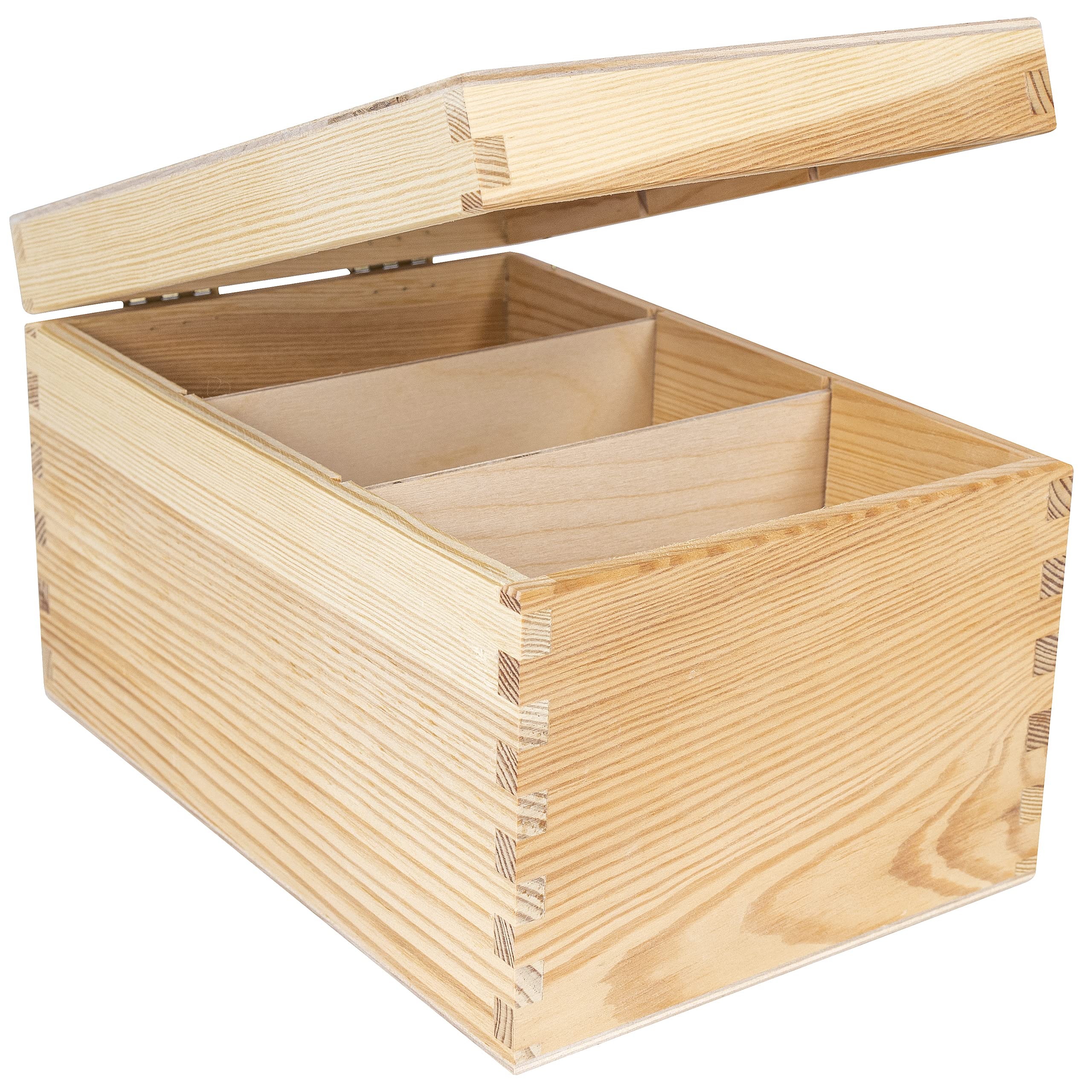 Creative Deco Boîte Bois CD DVD 16x24 cm 3 Compartiments Brute