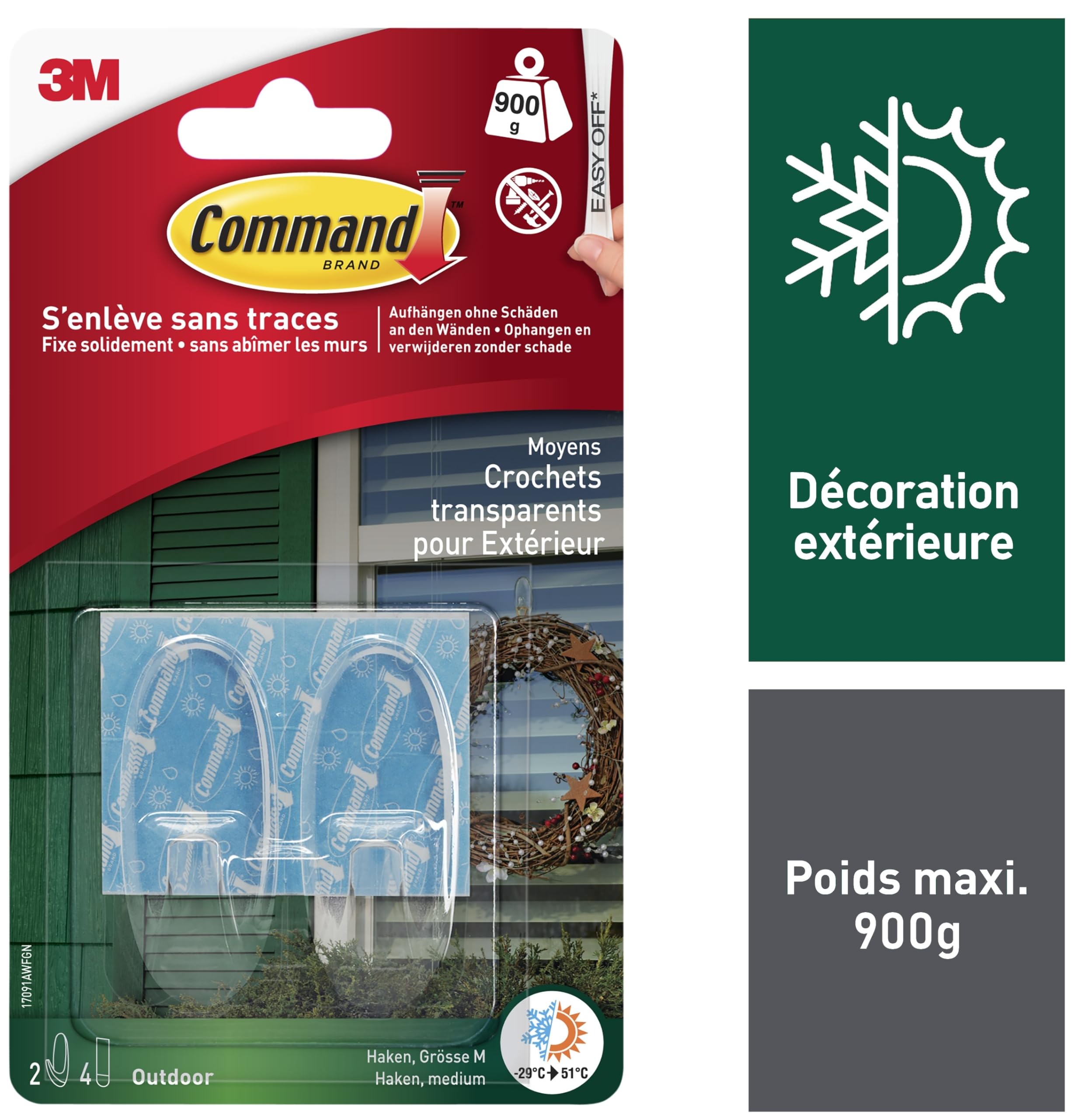 Command Extérieur crochet transparent moyen 900 g x2