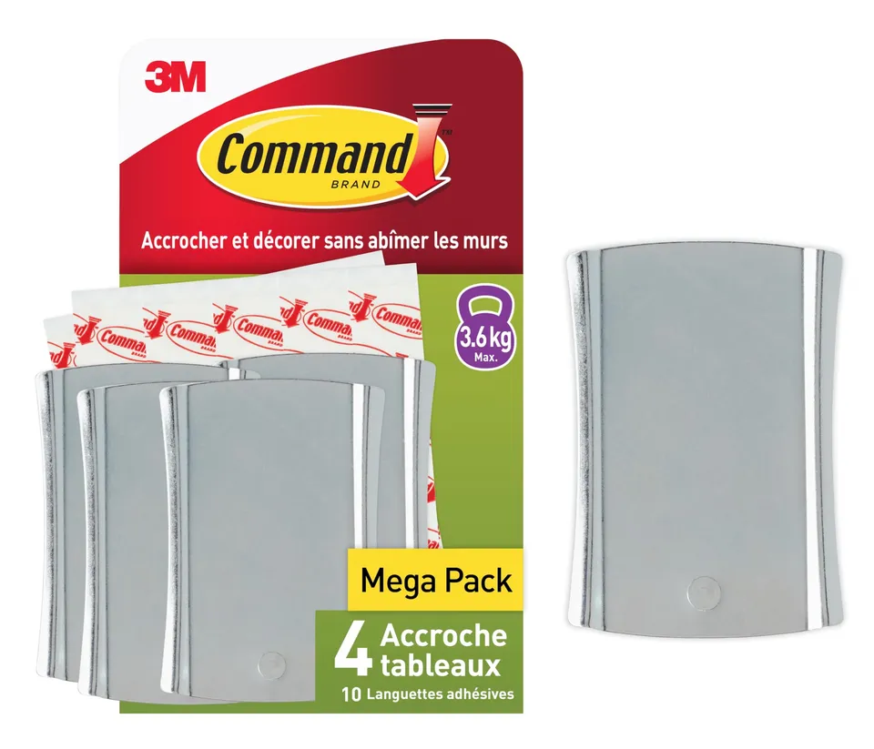 Command Accroche Tableau 4 crochets 3,6 kg argenté