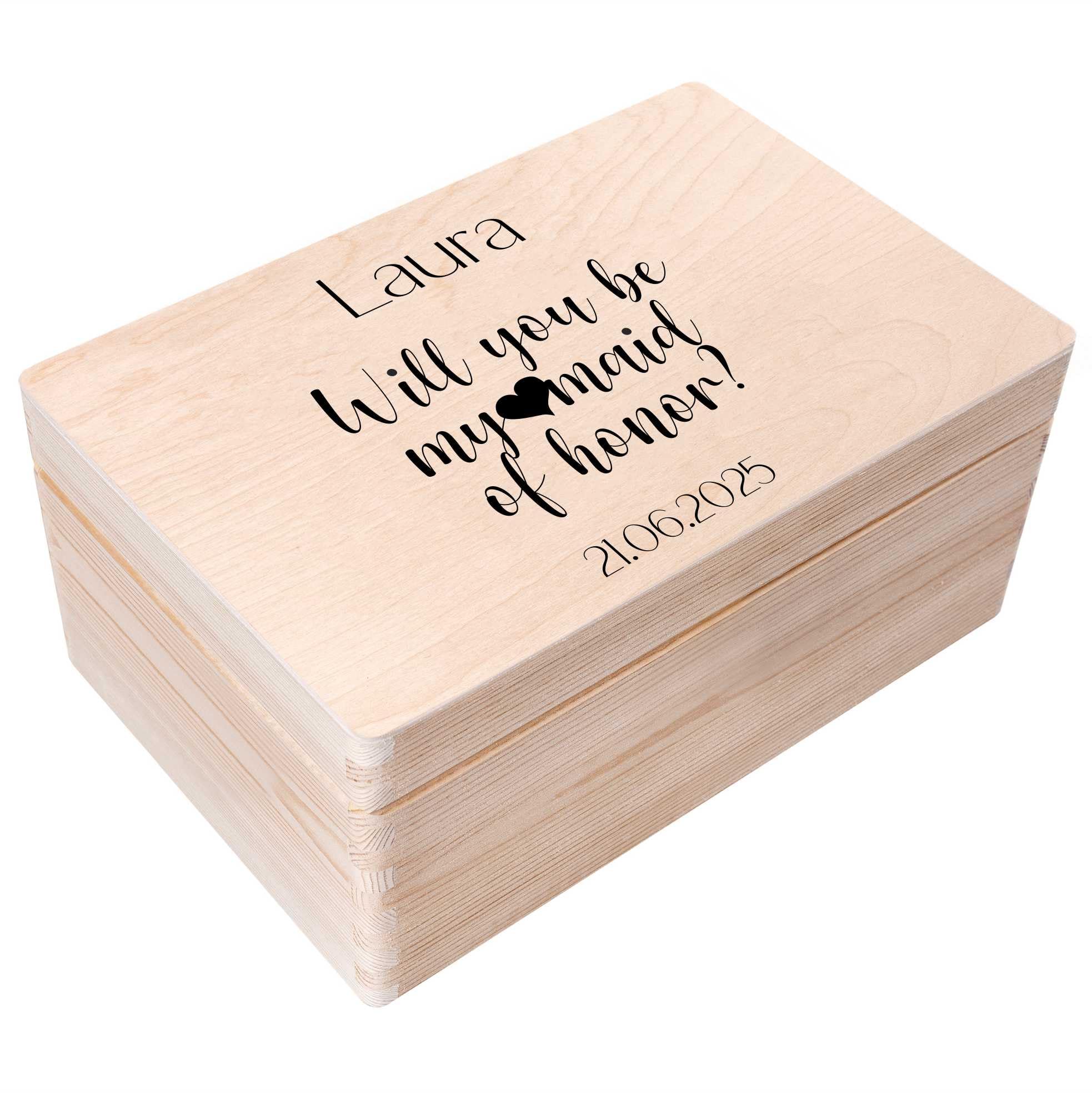 Creative Deco Boîte en Bois Mariée 30x20x14 cm Personnalisée EVJF