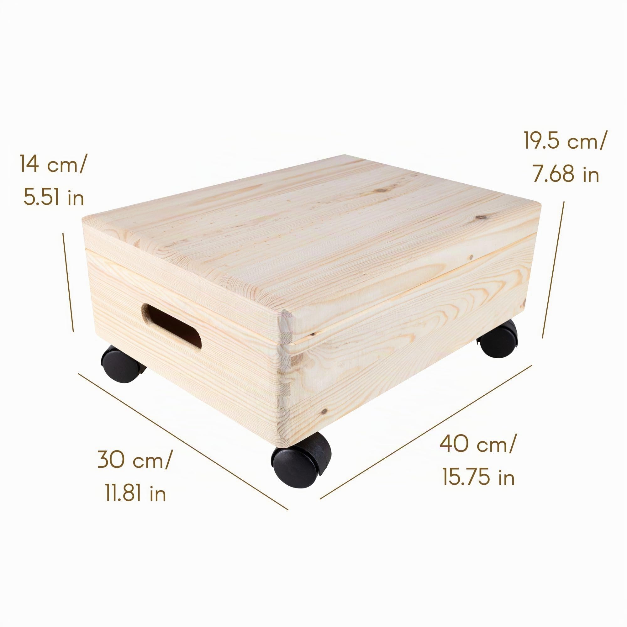 Creative Deco Boîte bois XL 40x30x14 cm roulettes à décorer