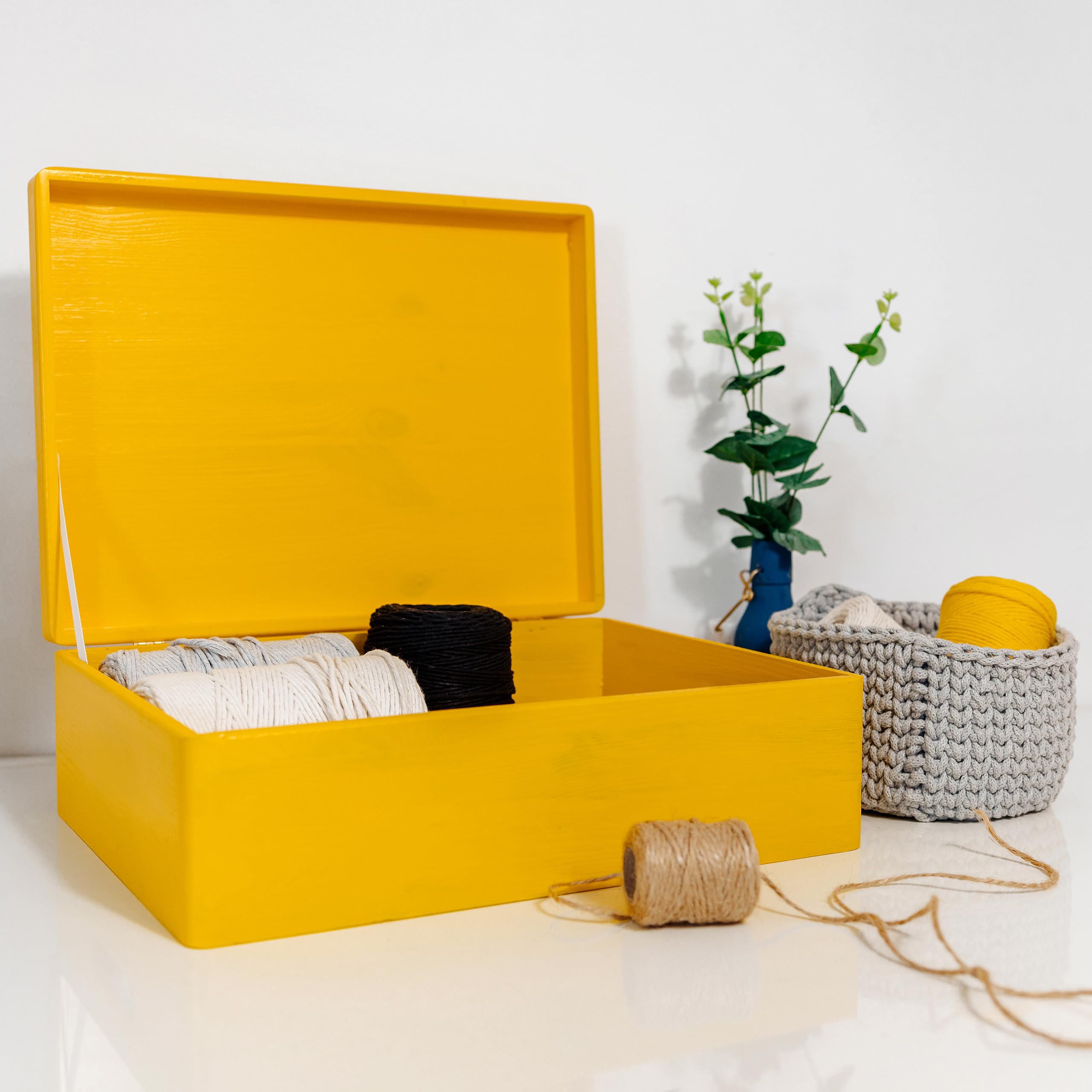 Creative Deco boîte bois brut 40x30x14 cm avec couvercle