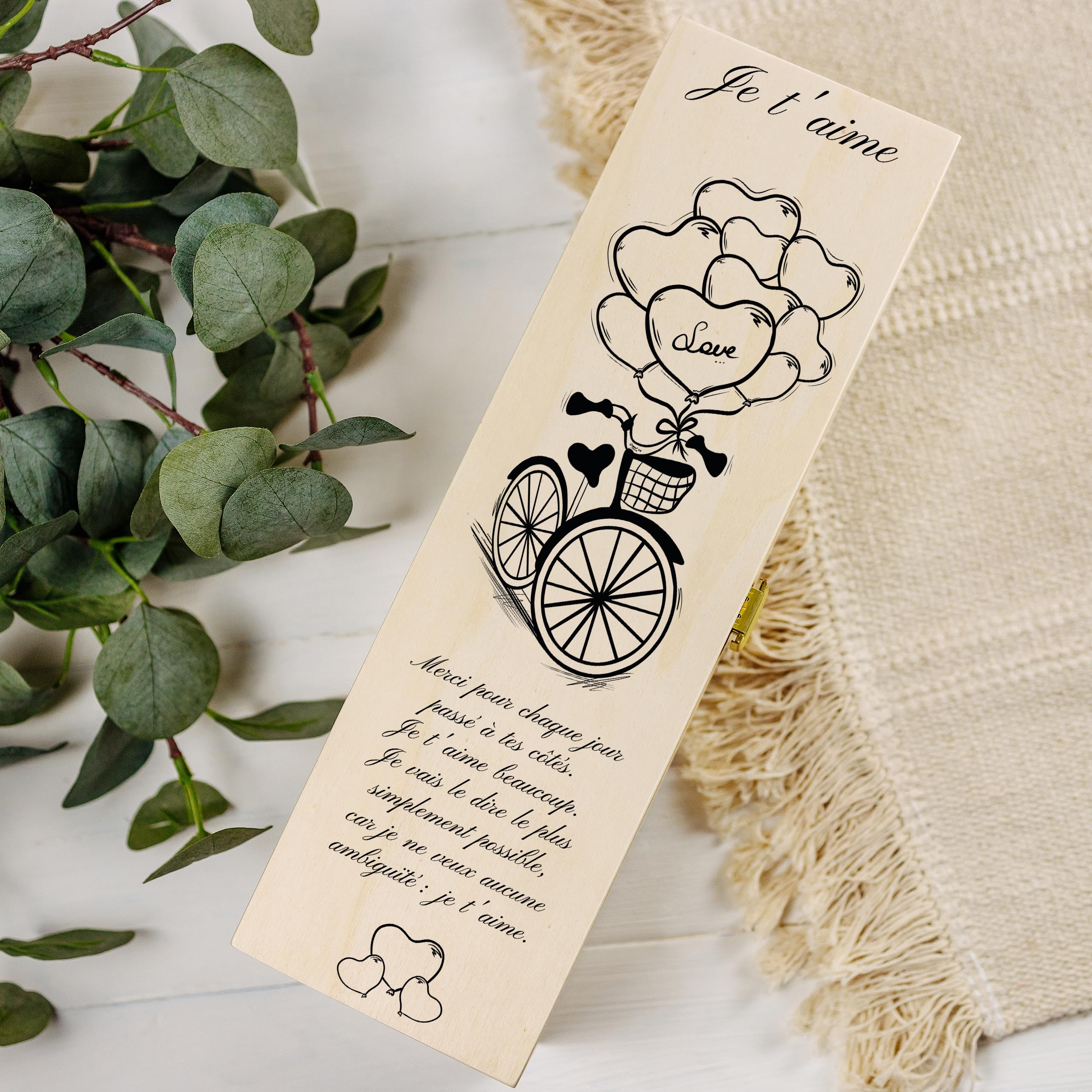 Creative Deco Boîte à Vin Bois Personnalisée Saint Valentin 1 Bouteille