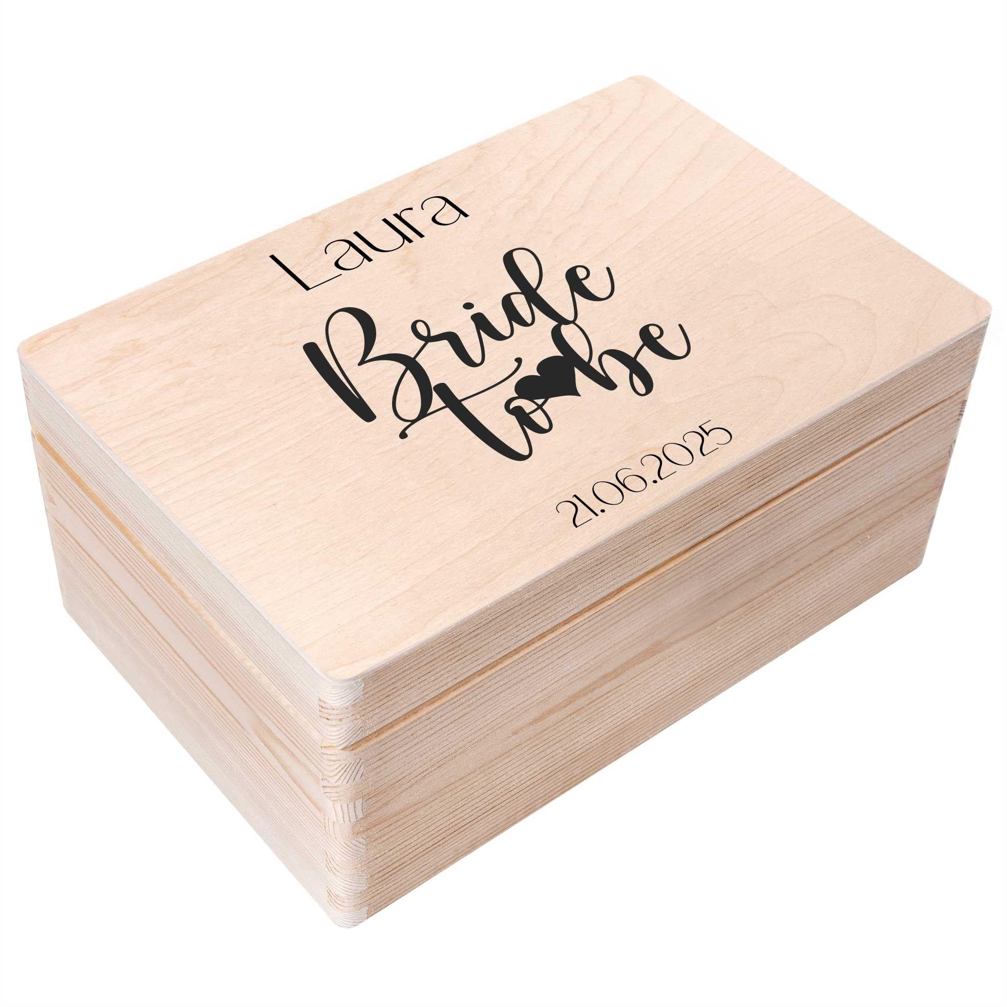 Creative Deco Boîte en Bois Mariée 30x20x14 cm Personnalisée EVJF