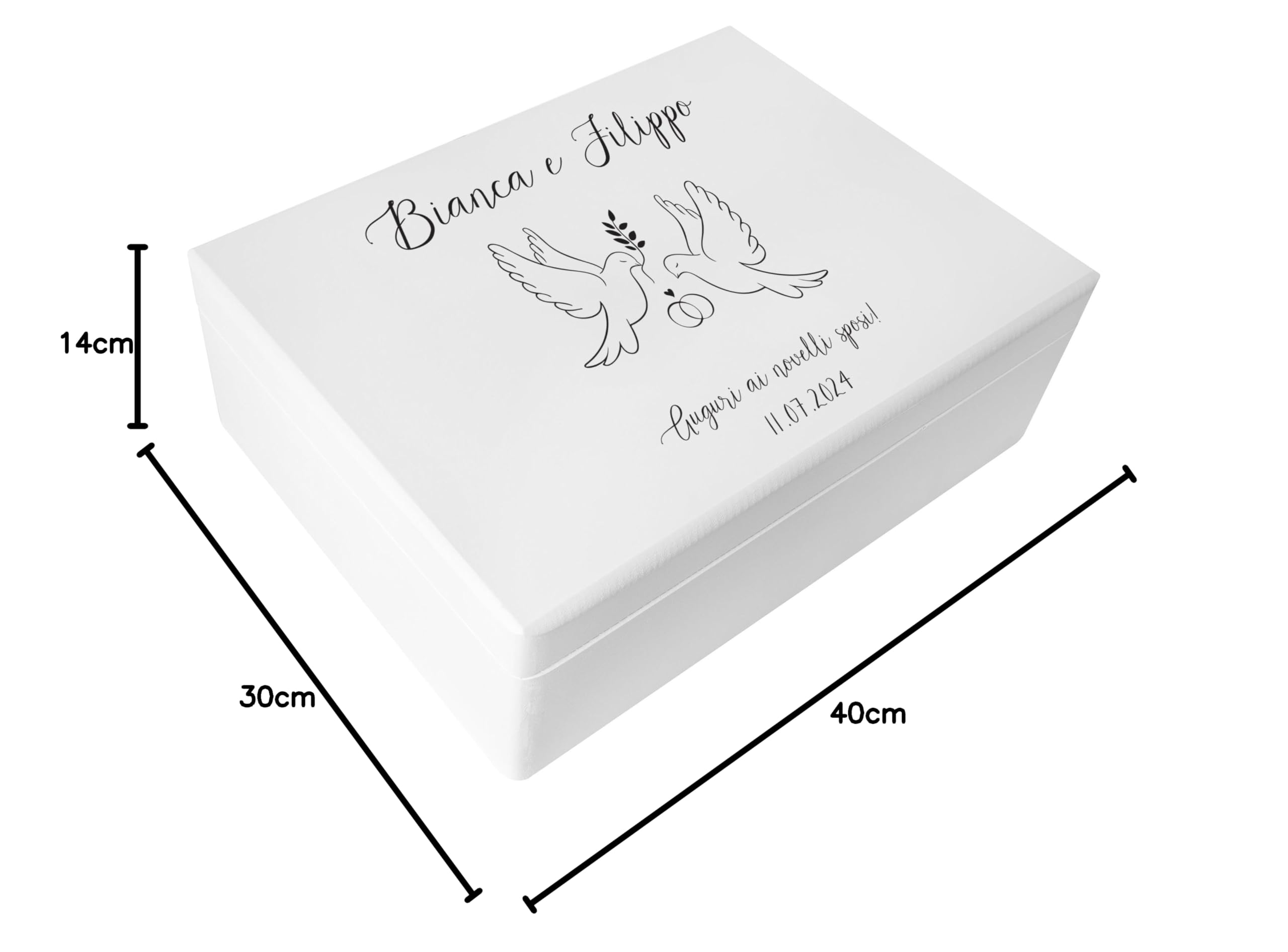 Creative Deco Mariage Colombe boîte souvenirs 40x30 cm