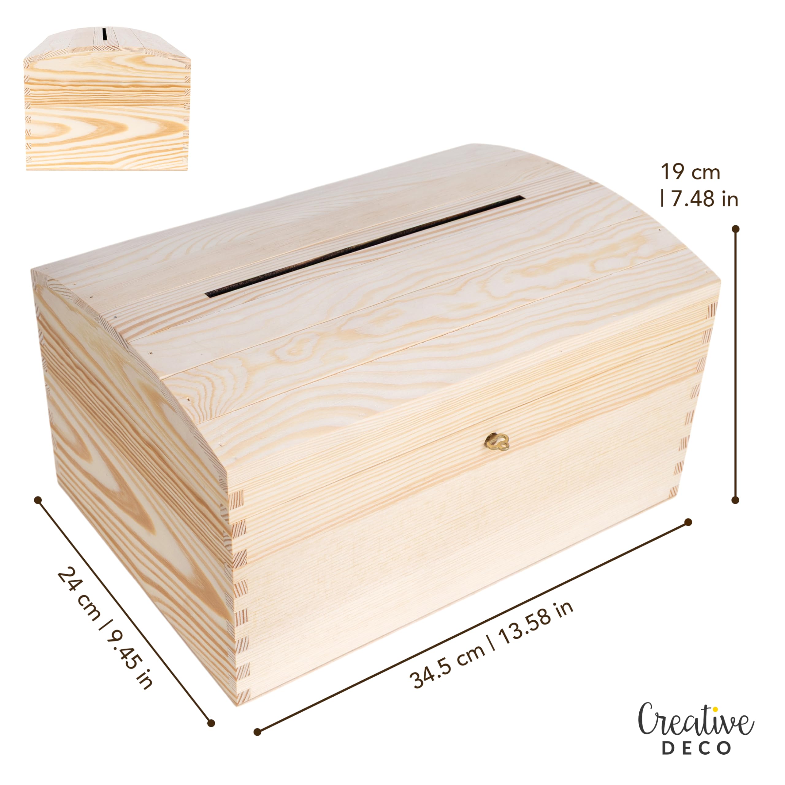 Creative Deco Wood products boîte enveloppes 34,5 cm bois serrure