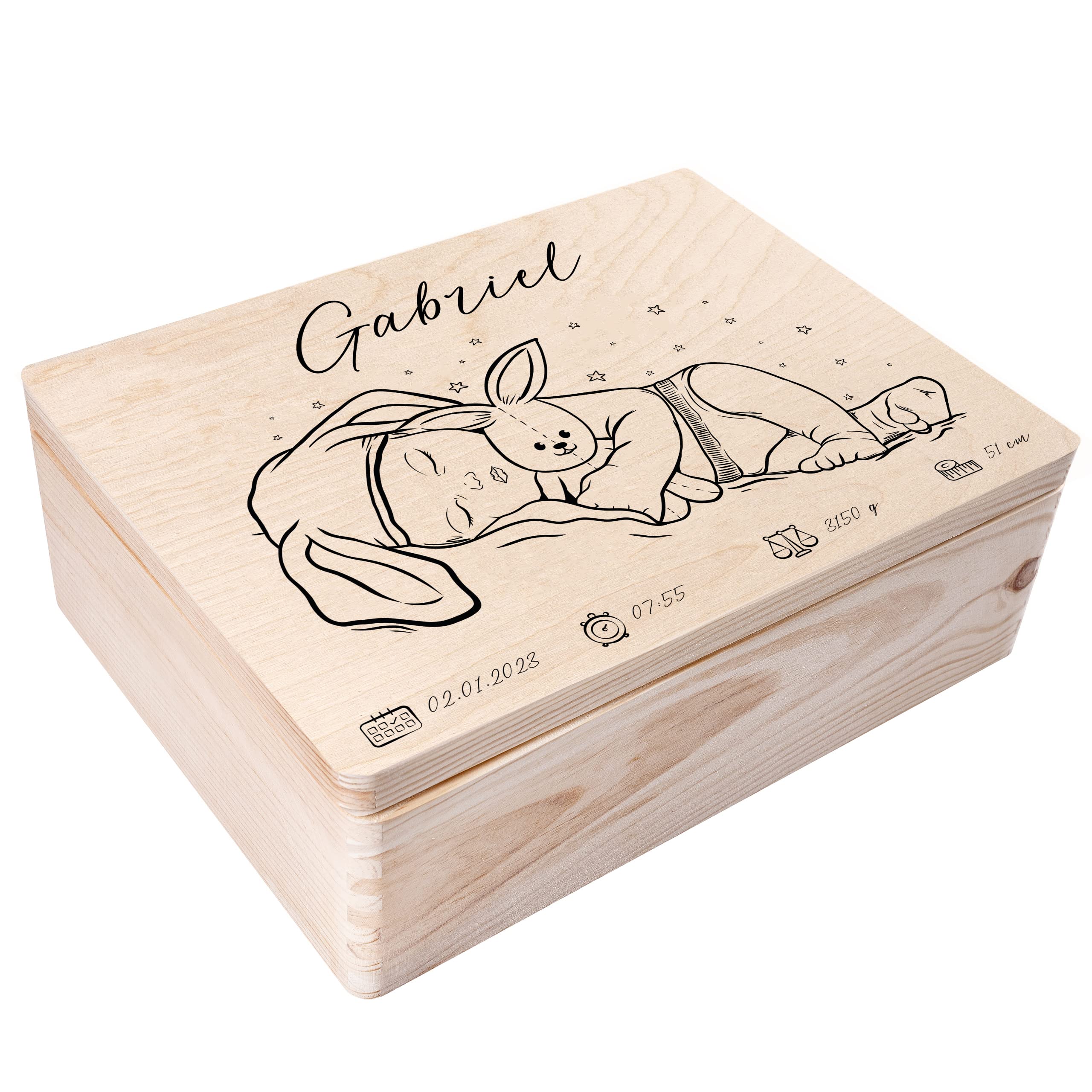 Creative Deco Boîte Bébé Fille Bois 40x30 cm