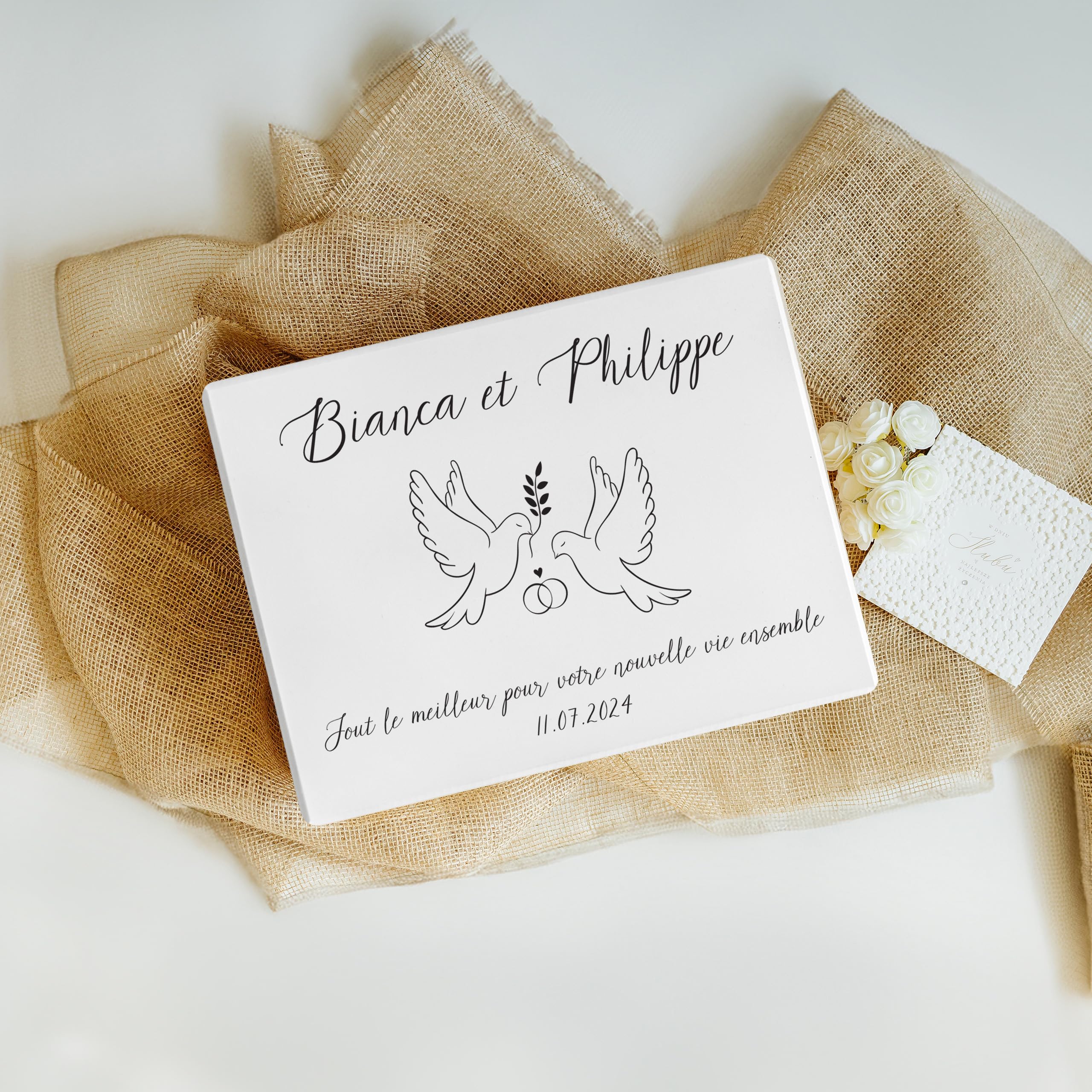 Creative Deco Mariage Colombe boîte souvenirs 40x30 cm