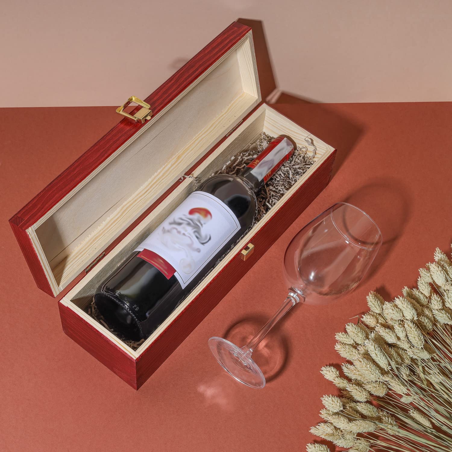 Creative Deco Boîte vin bois 36x11x9,8 cm 1 bouteille