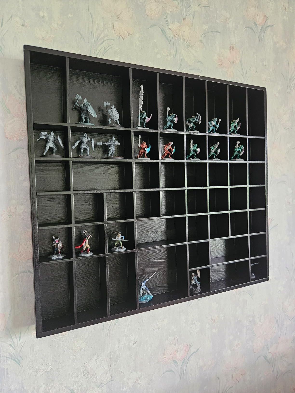 Creative Deco Vitrine murale bois 52 cm 51 cases beige