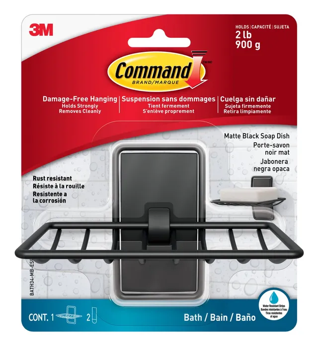 Command Porte-savon Noir Mat porte-savon adhésif 900 g