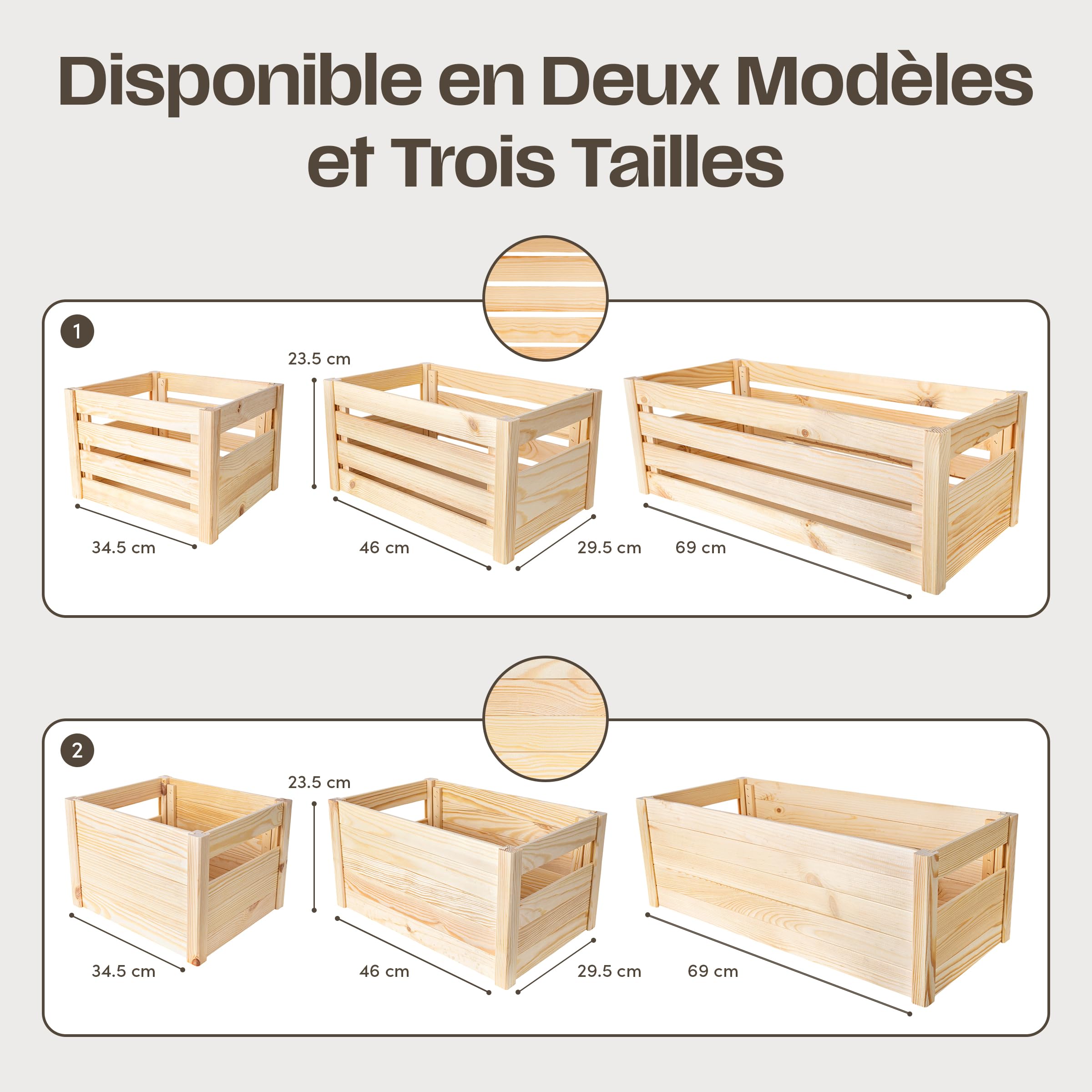 Creative Deco Caisse pliante bois ajourée 46x29,5x23,5 cm